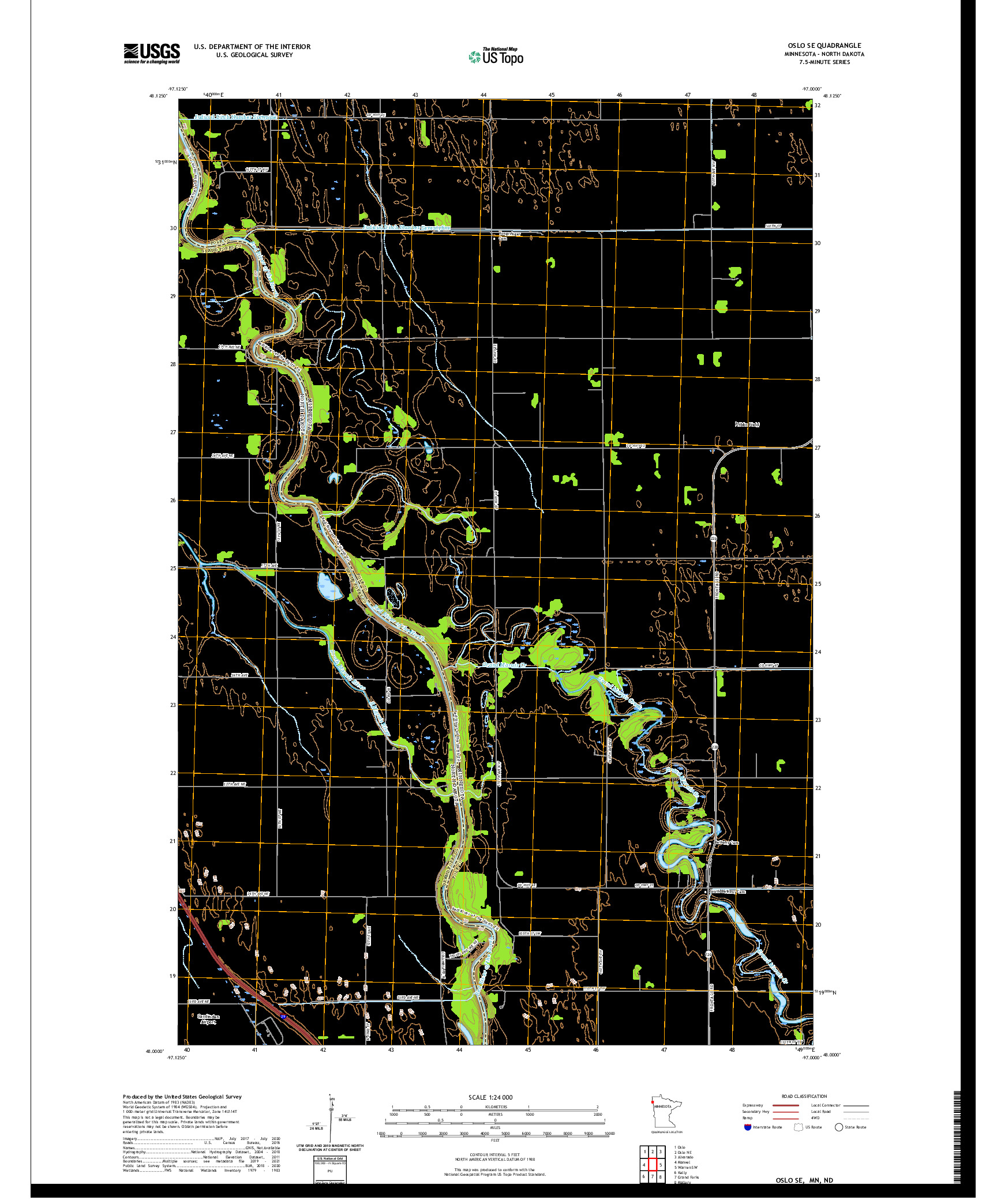 US TOPO 7.5-MINUTE MAP FOR OSLO SE, MN,ND