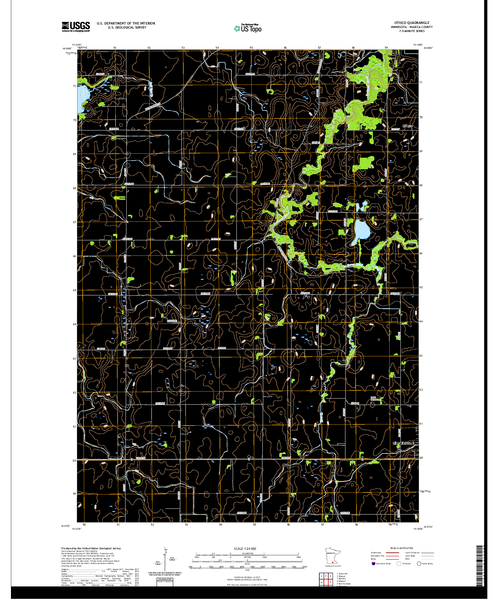 US TOPO 7.5-MINUTE MAP FOR OTISCO, MN