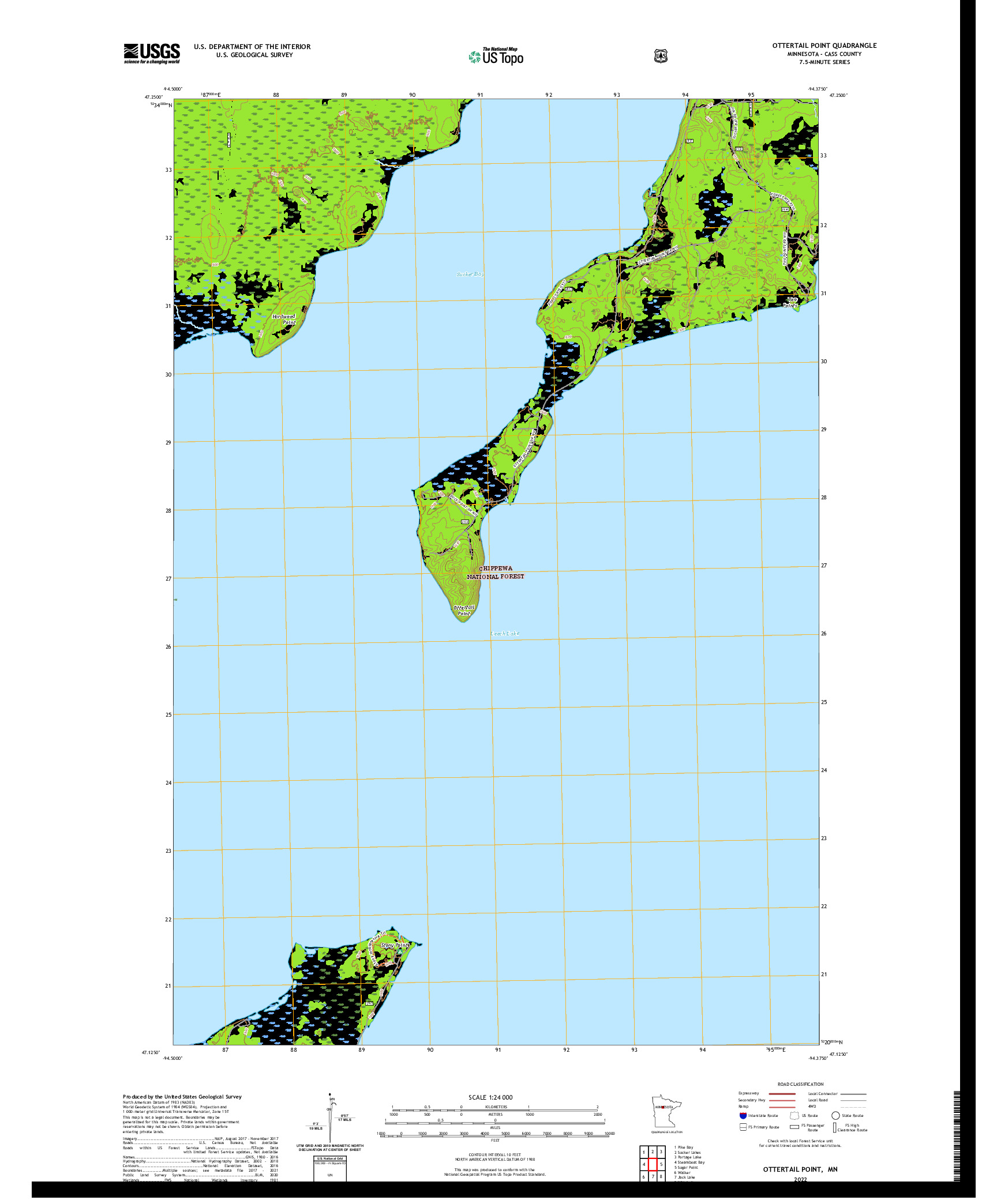 US TOPO 7.5-MINUTE MAP FOR OTTERTAIL POINT, MN