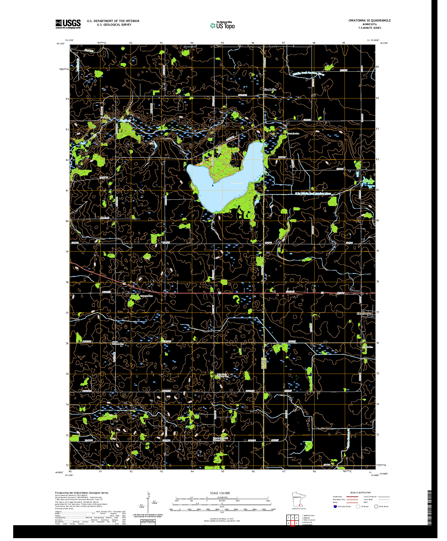 US TOPO 7.5-MINUTE MAP FOR OWATONNA SE, MN