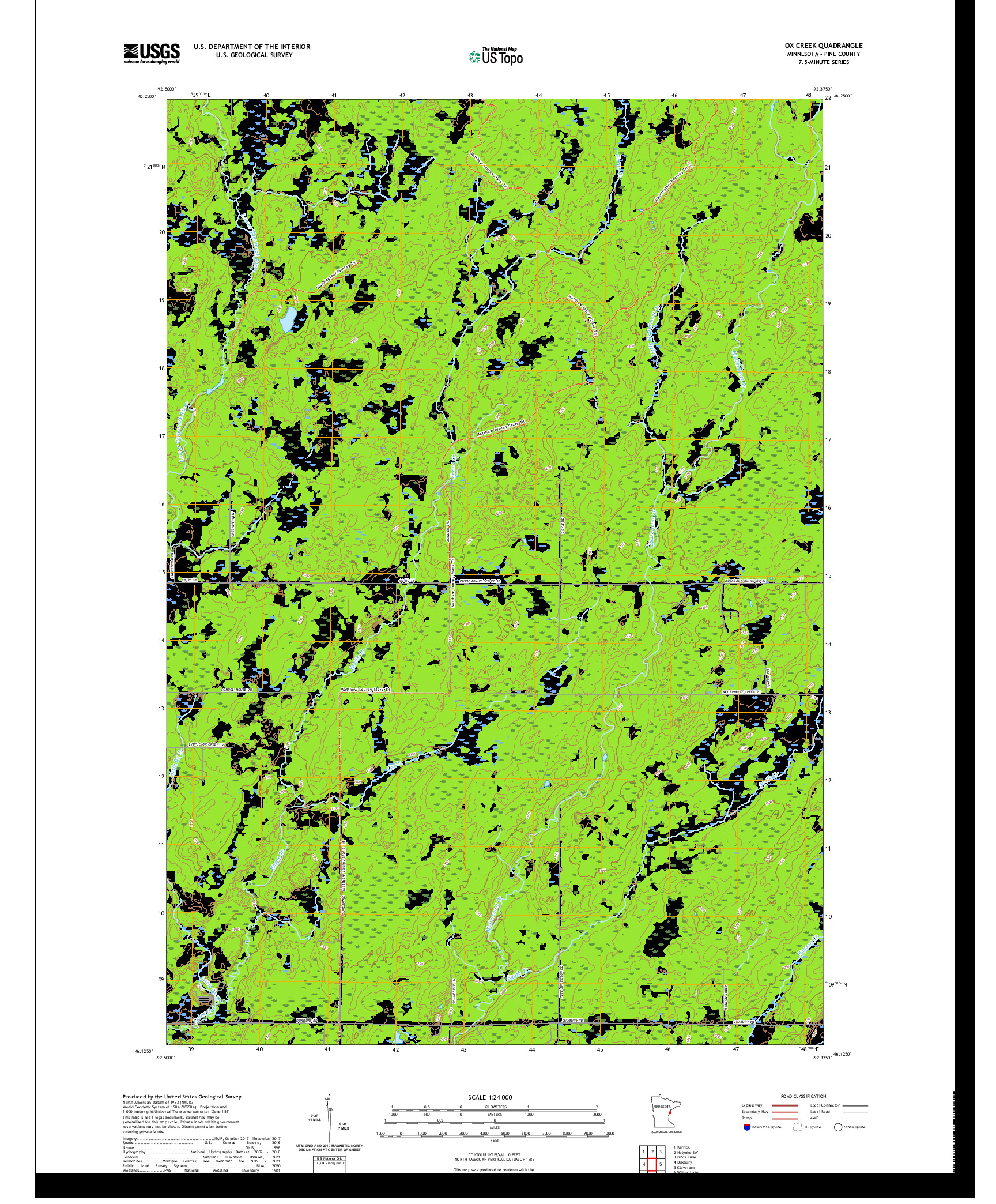 US TOPO 7.5-MINUTE MAP FOR OX CREEK, MN