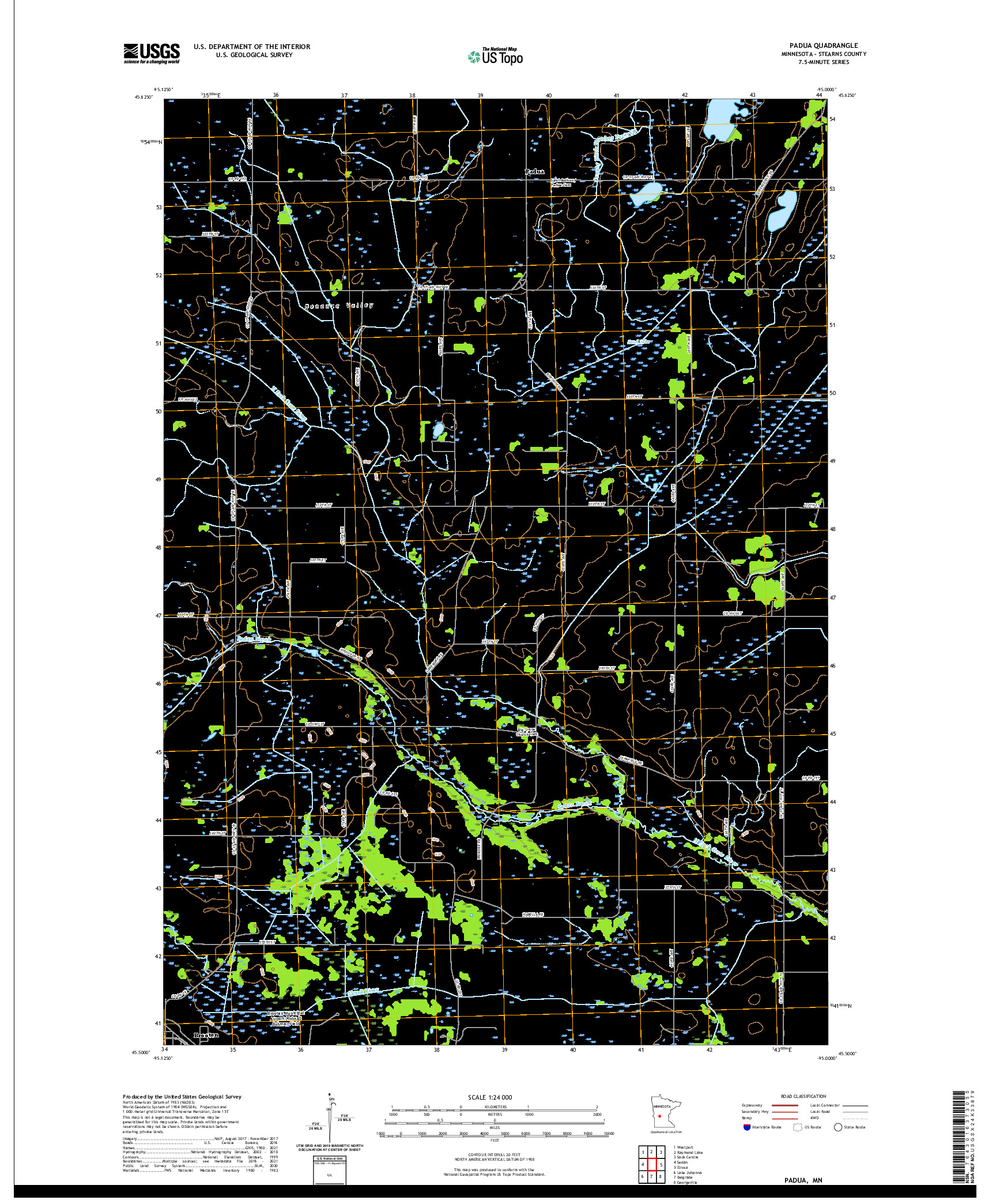 US TOPO 7.5-MINUTE MAP FOR PADUA, MN