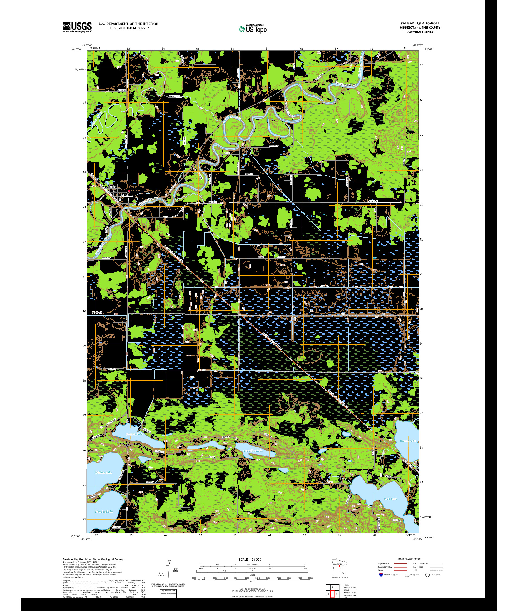 US TOPO 7.5-MINUTE MAP FOR PALISADE, MN