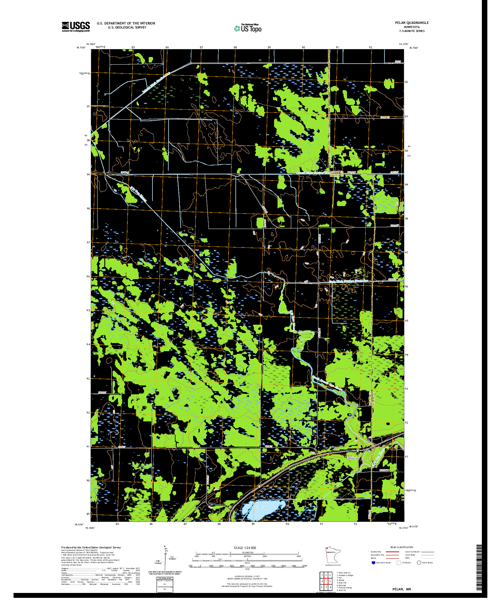 US TOPO 7.5-MINUTE MAP FOR PELAN, MN