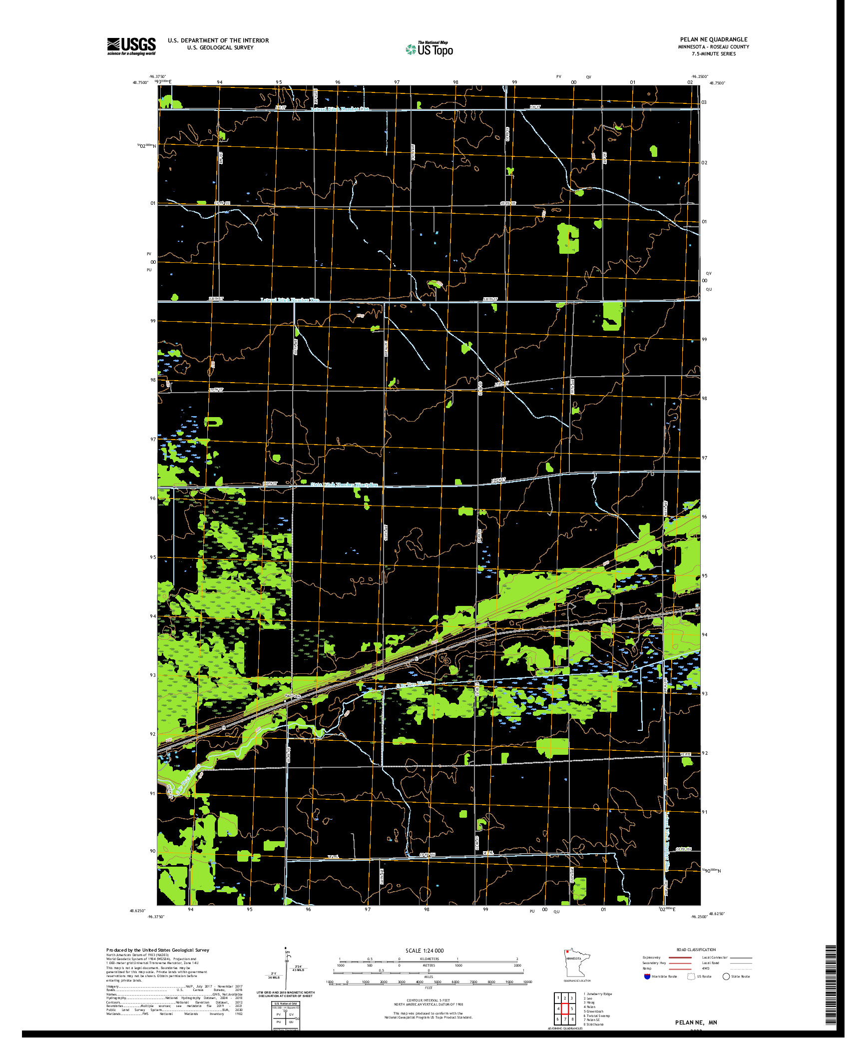 US TOPO 7.5-MINUTE MAP FOR PELAN NE, MN