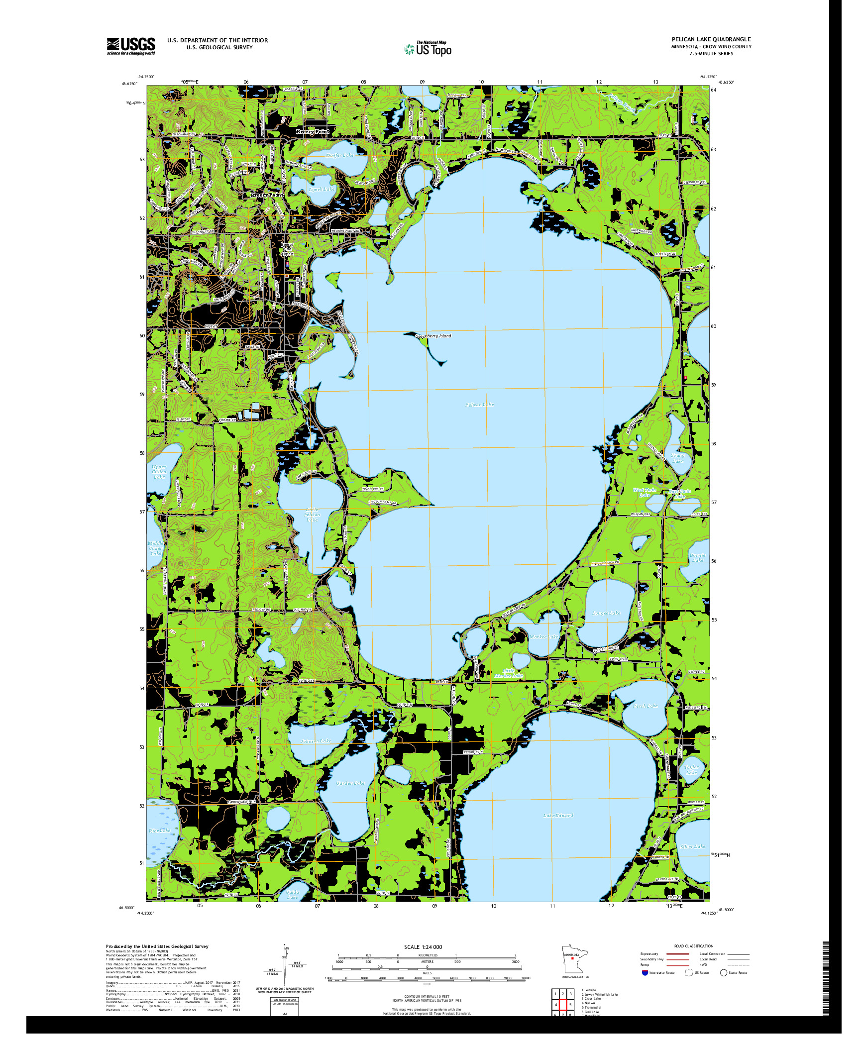 US TOPO 7.5-MINUTE MAP FOR PELICAN LAKE, MN