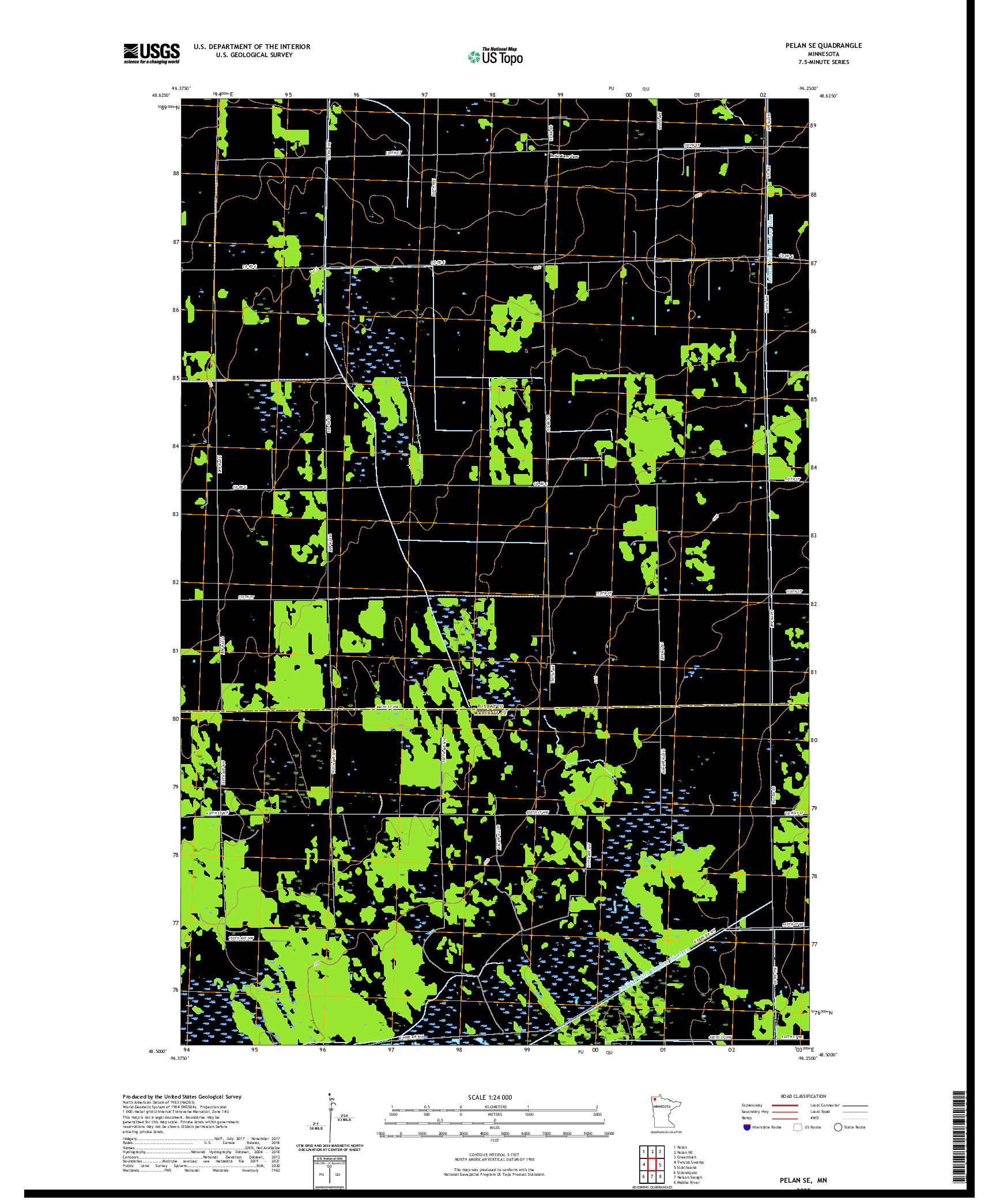 US TOPO 7.5-MINUTE MAP FOR PELAN SE, MN