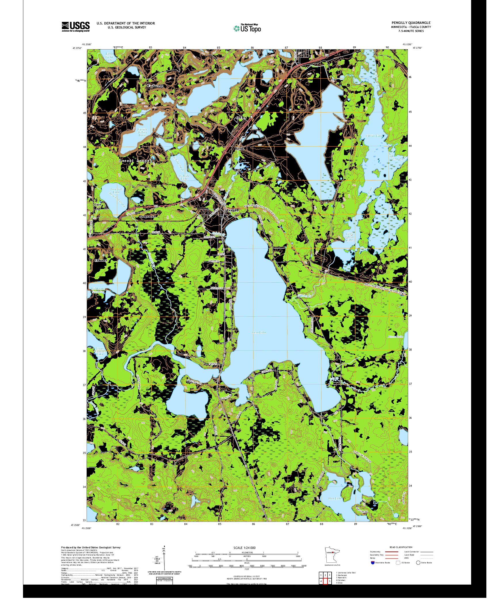 US TOPO 7.5-MINUTE MAP FOR PENGILLY, MN