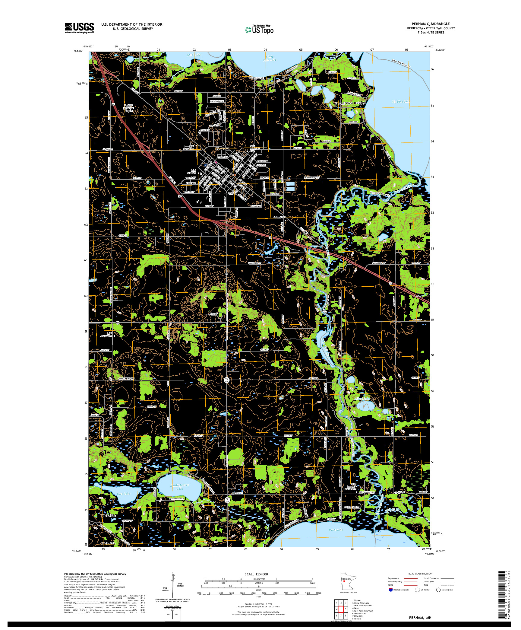 US TOPO 7.5-MINUTE MAP FOR PERHAM, MN