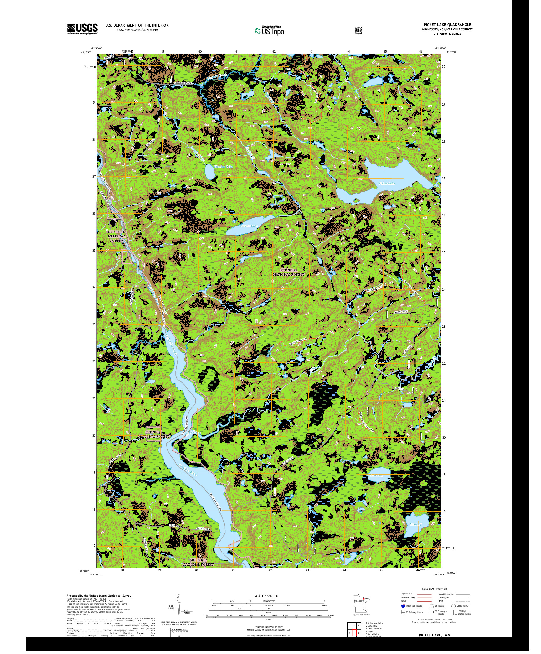 US TOPO 7.5-MINUTE MAP FOR PICKET LAKE, MN