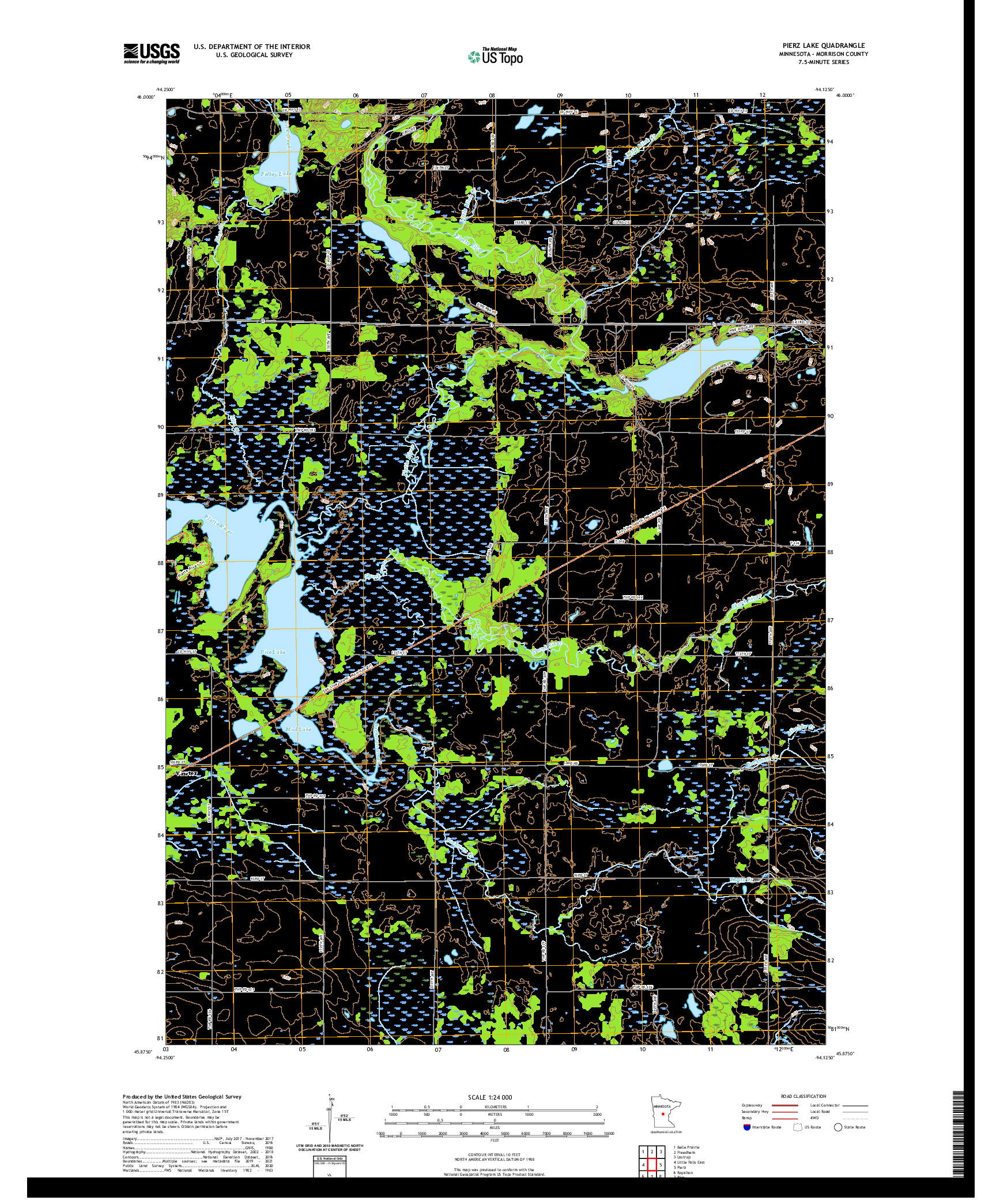 US TOPO 7.5-MINUTE MAP FOR PIERZ LAKE, MN