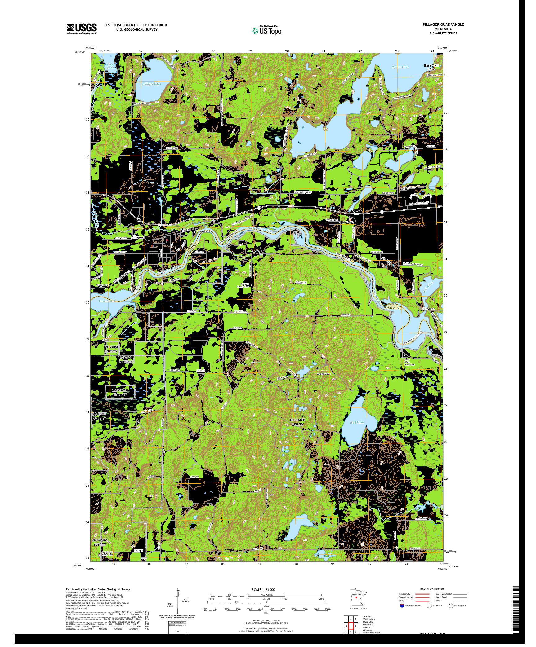 US TOPO 7.5-MINUTE MAP FOR PILLAGER, MN