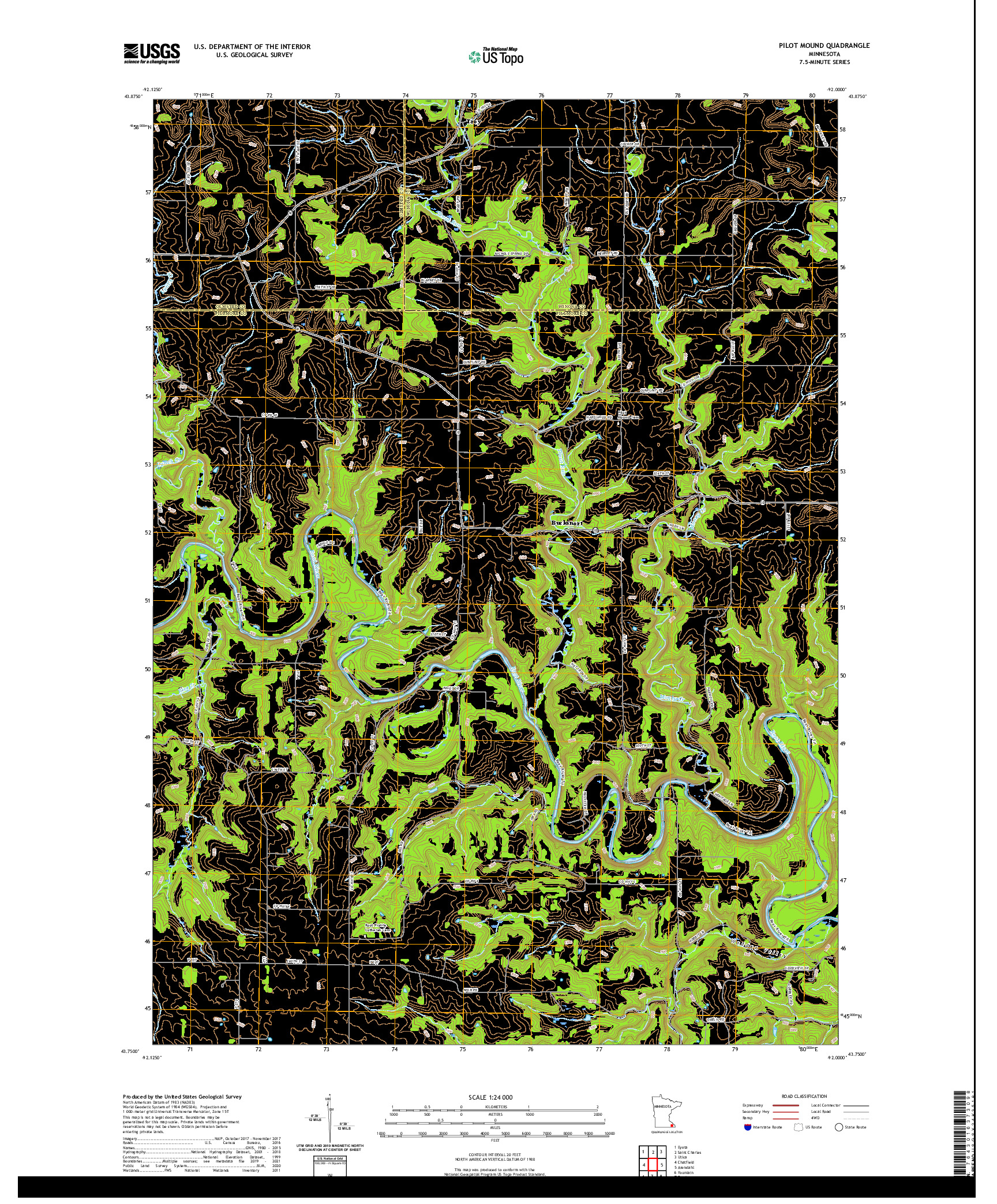 US TOPO 7.5-MINUTE MAP FOR PILOT MOUND, MN