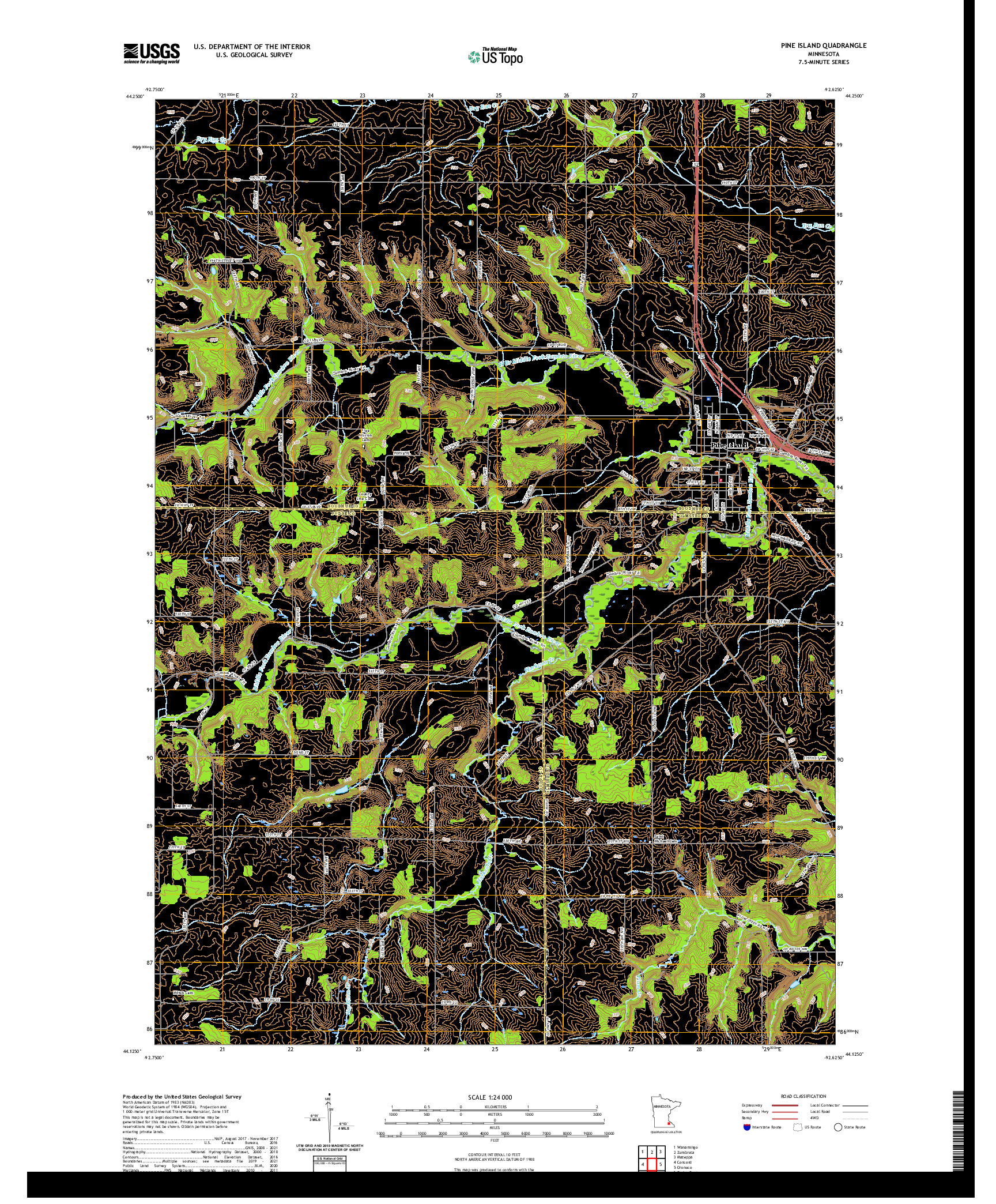 US TOPO 7.5-MINUTE MAP FOR PINE ISLAND, MN