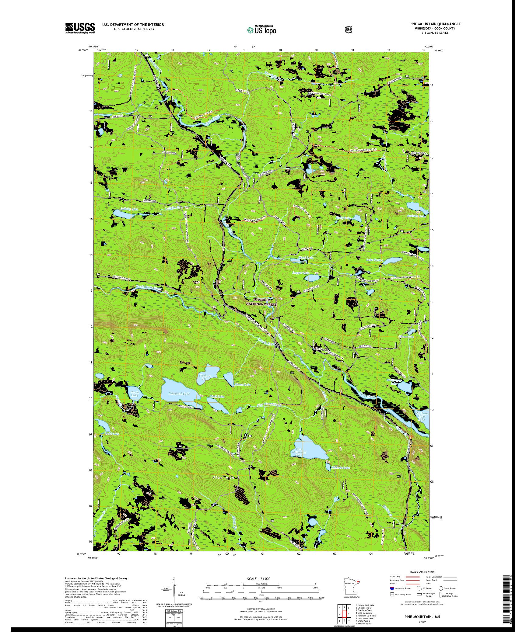 US TOPO 7.5-MINUTE MAP FOR PINE MOUNTAIN, MN