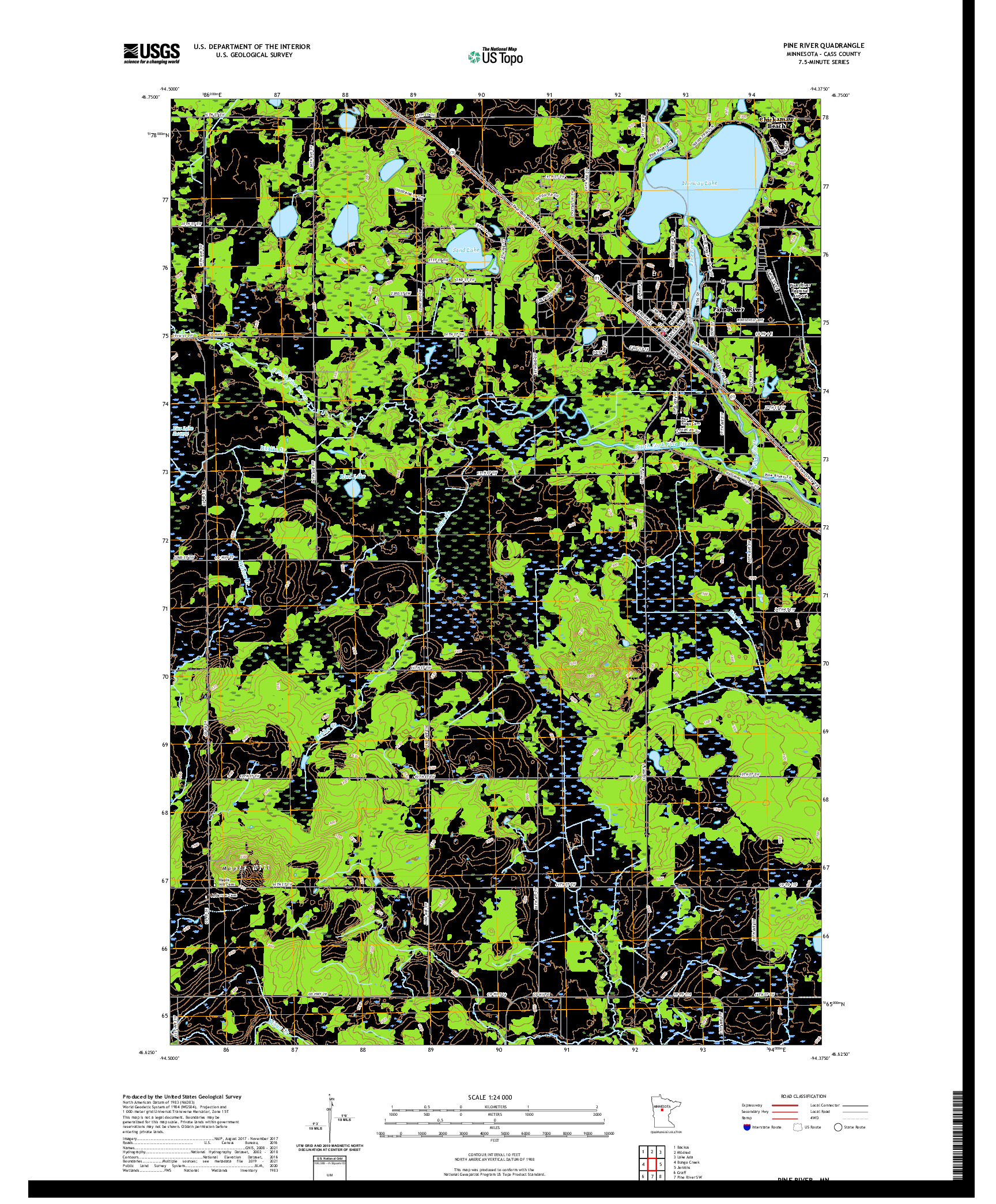 US TOPO 7.5-MINUTE MAP FOR PINE RIVER, MN