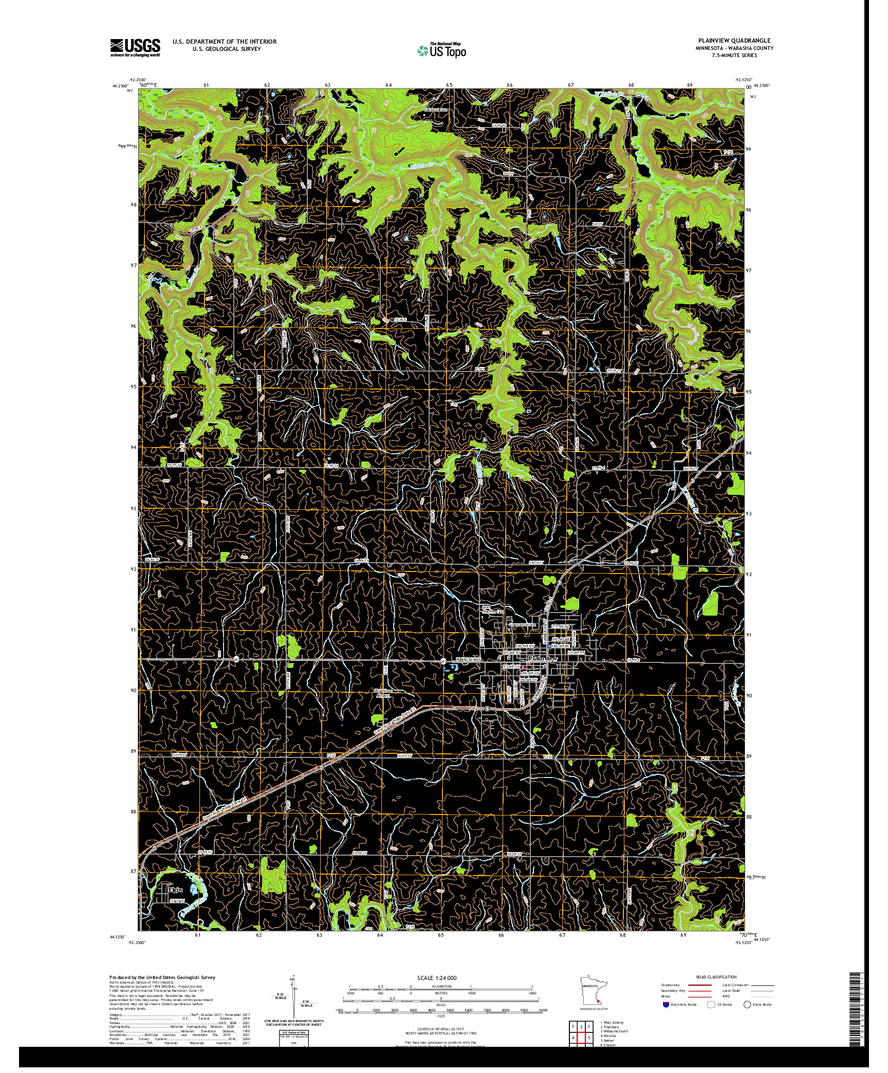 US TOPO 7.5-MINUTE MAP FOR PLAINVIEW, MN