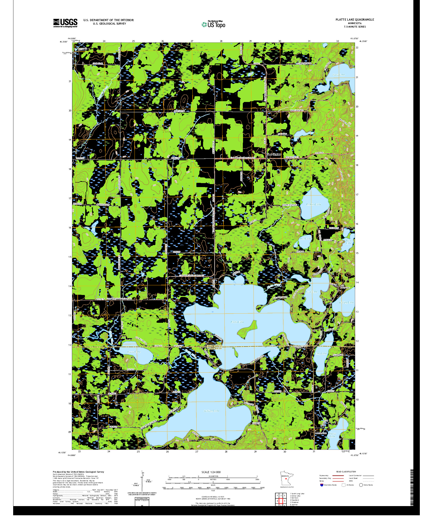 US TOPO 7.5-MINUTE MAP FOR PLATTE LAKE, MN