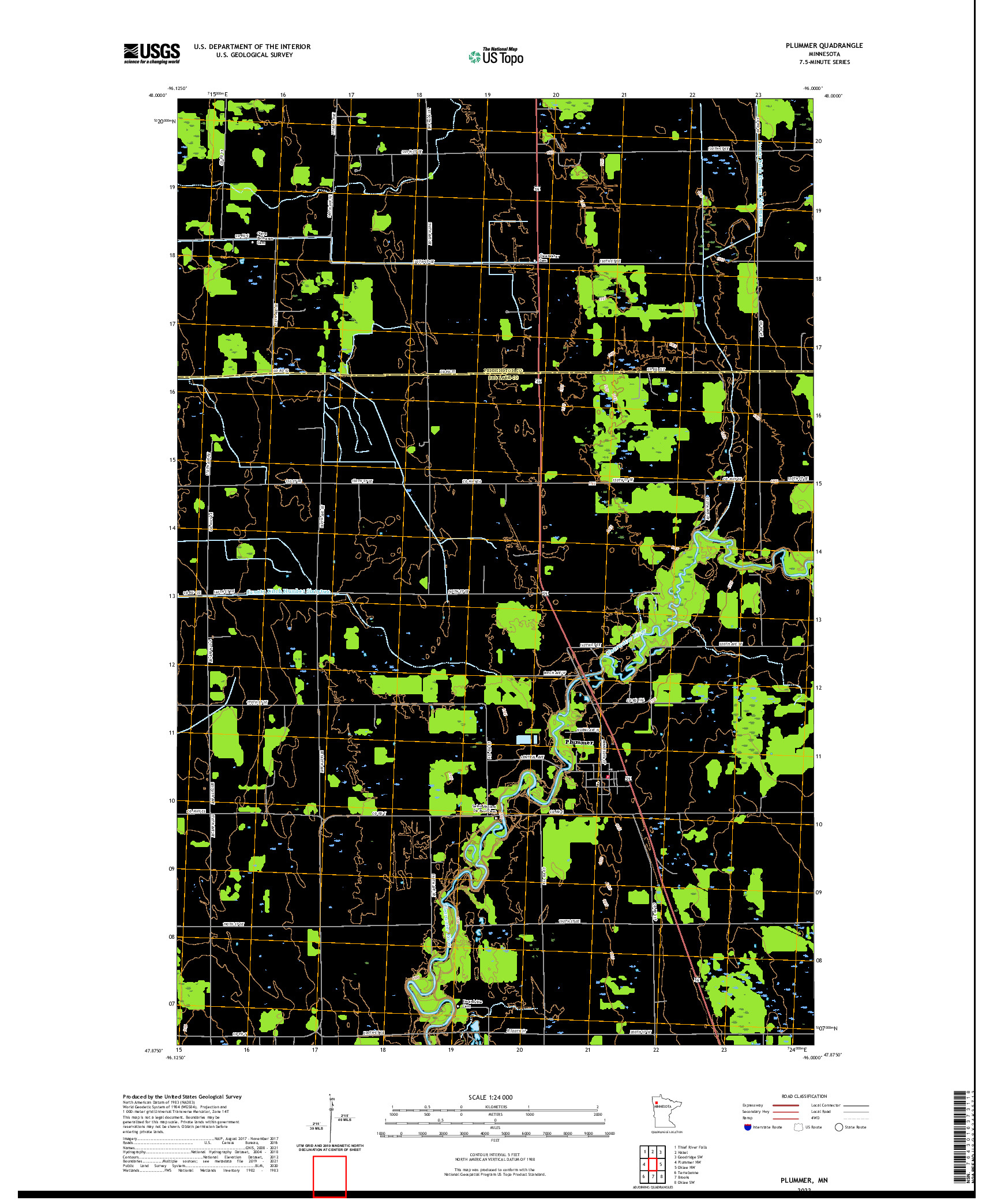 US TOPO 7.5-MINUTE MAP FOR PLUMMER, MN