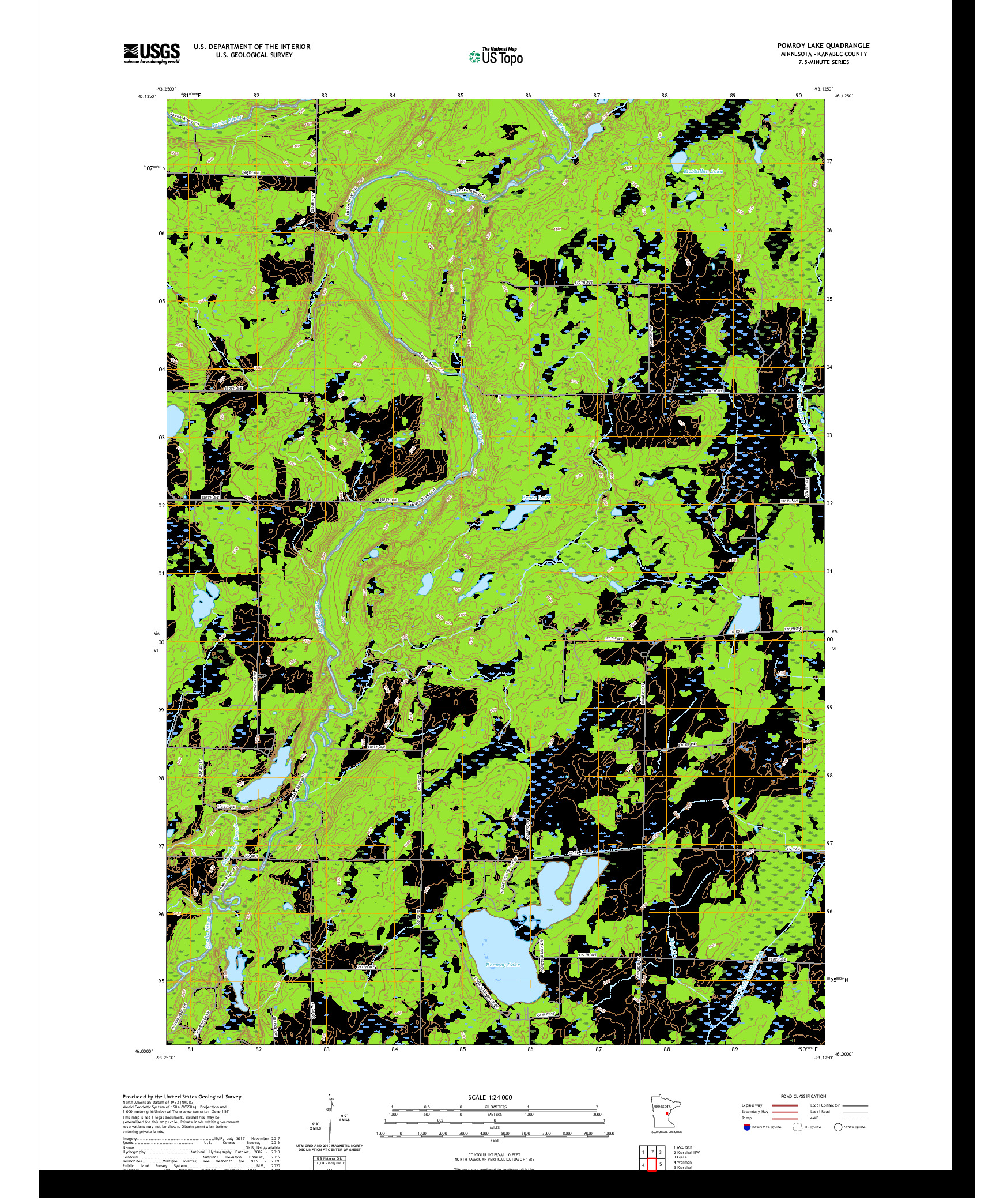 US TOPO 7.5-MINUTE MAP FOR POMROY LAKE, MN