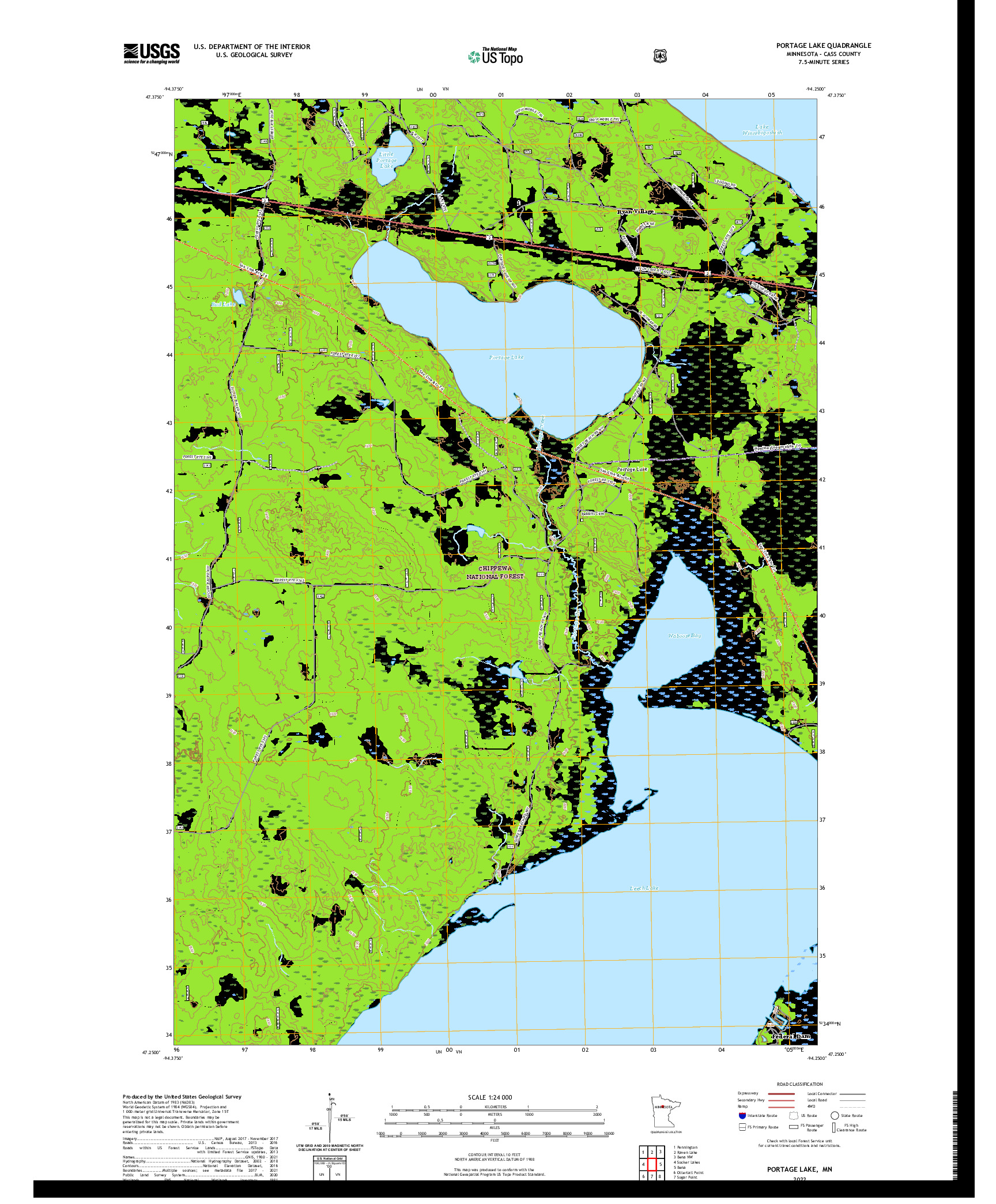 US TOPO 7.5-MINUTE MAP FOR PORTAGE LAKE, MN
