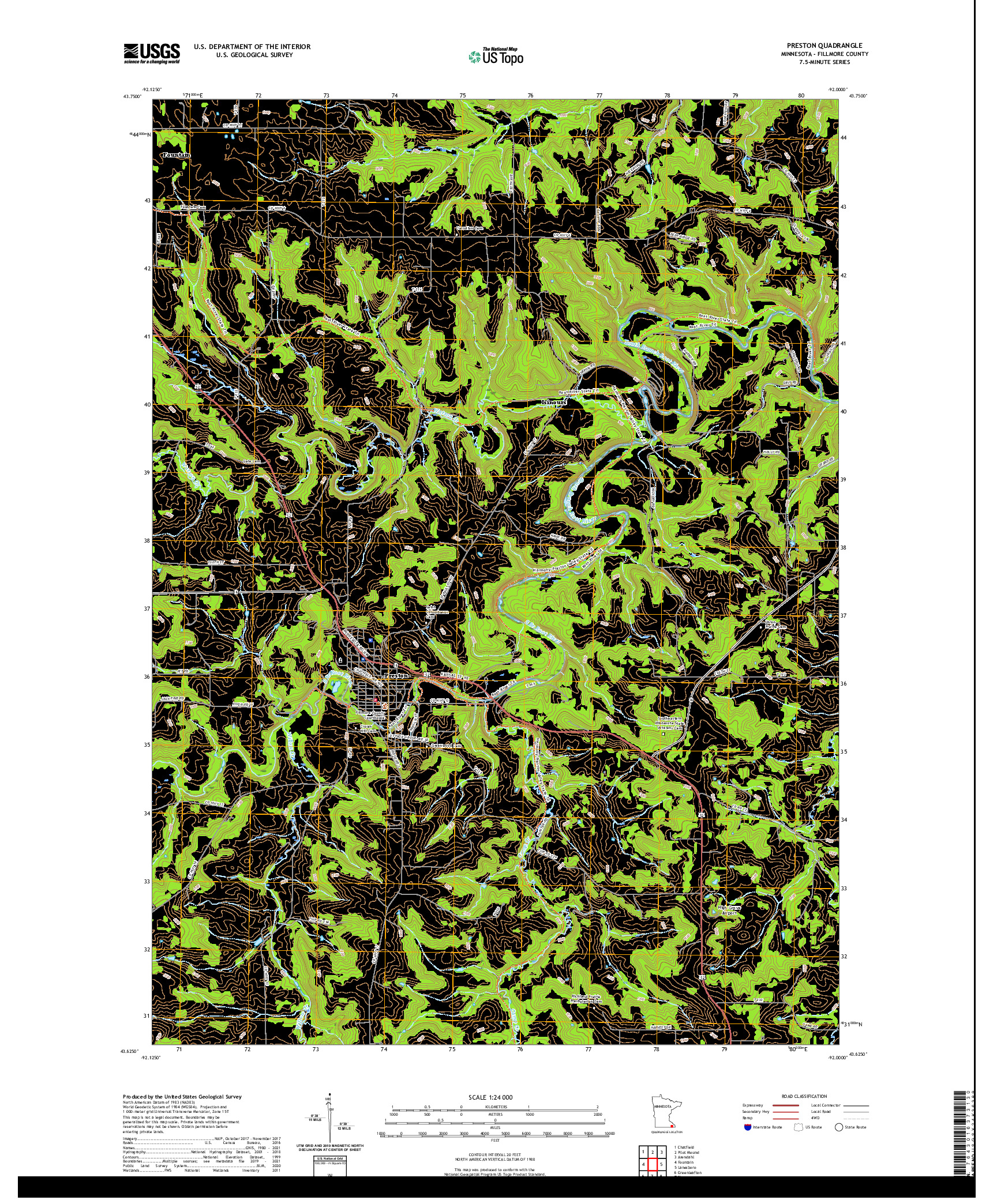 US TOPO 7.5-MINUTE MAP FOR PRESTON, MN