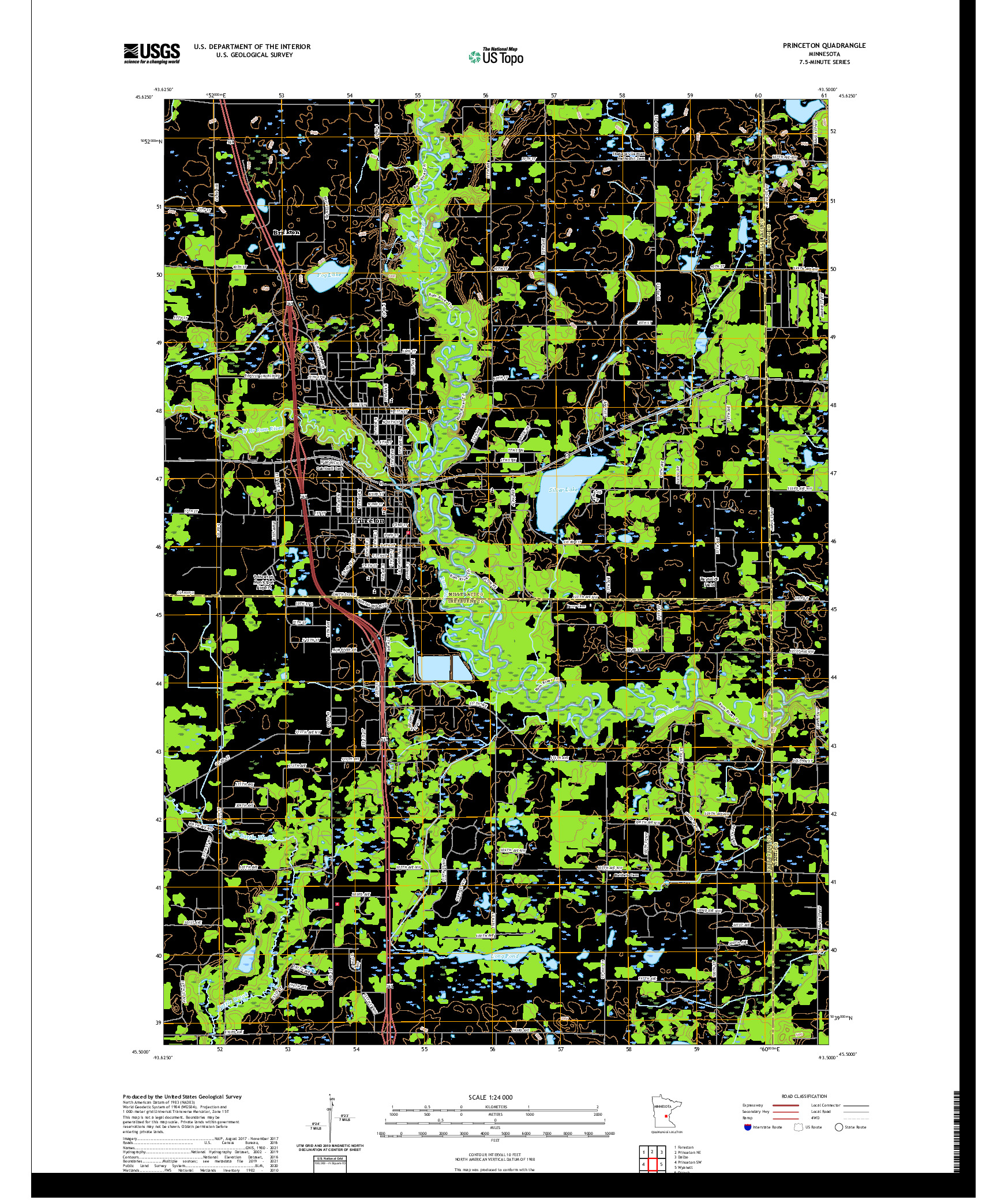 US TOPO 7.5-MINUTE MAP FOR PRINCETON, MN