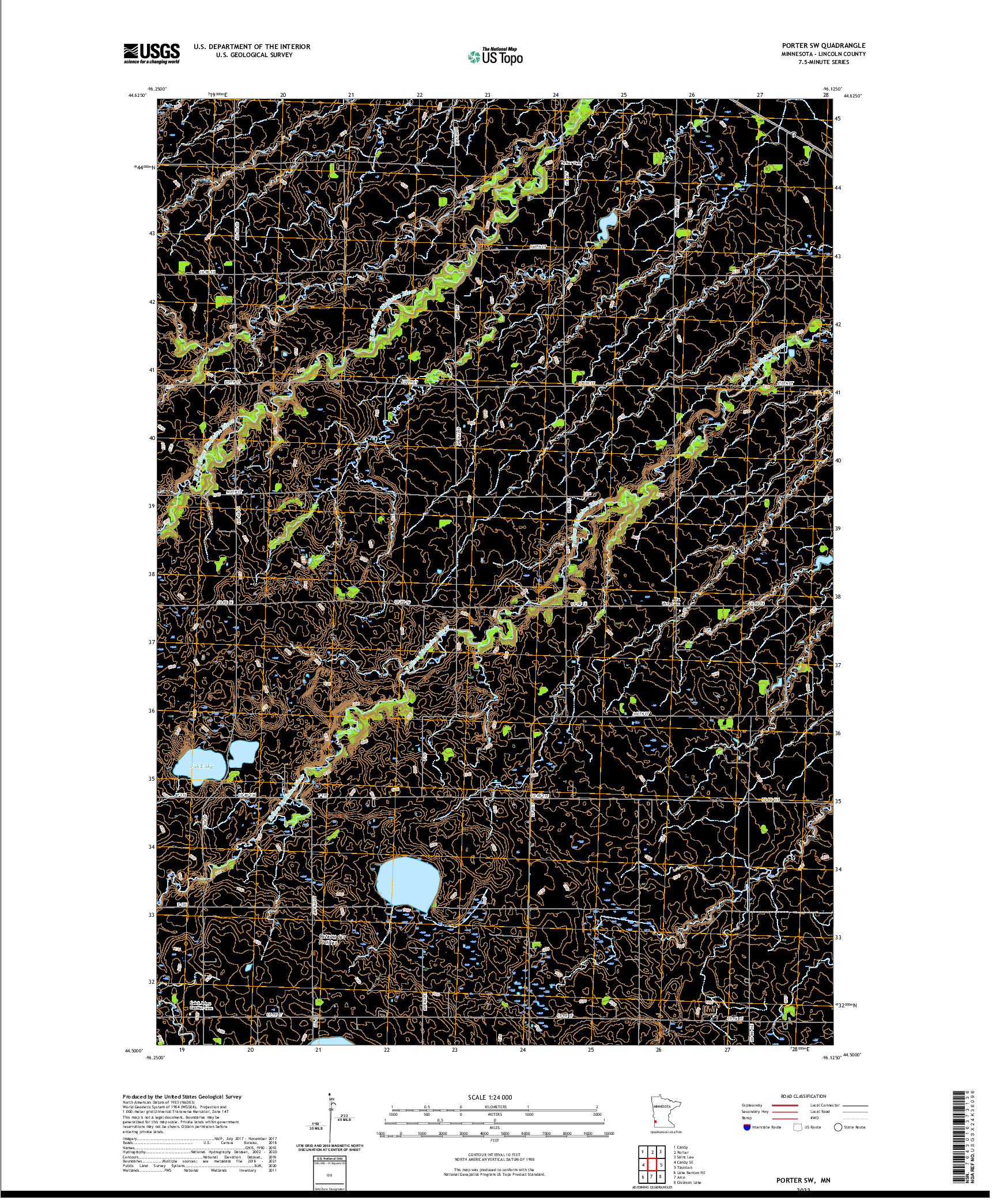 US TOPO 7.5-MINUTE MAP FOR PORTER SW, MN