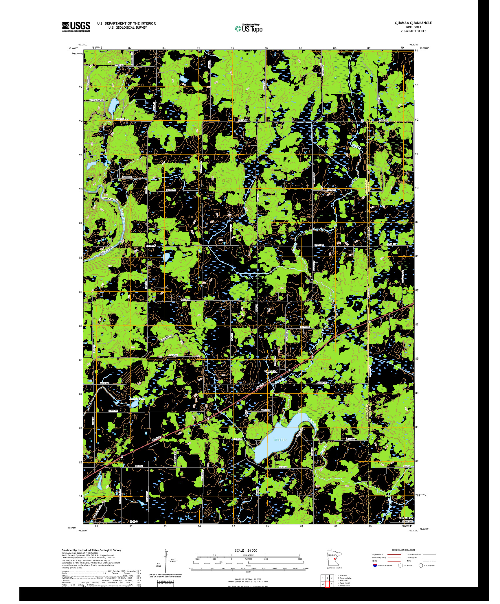 US TOPO 7.5-MINUTE MAP FOR QUAMBA, MN