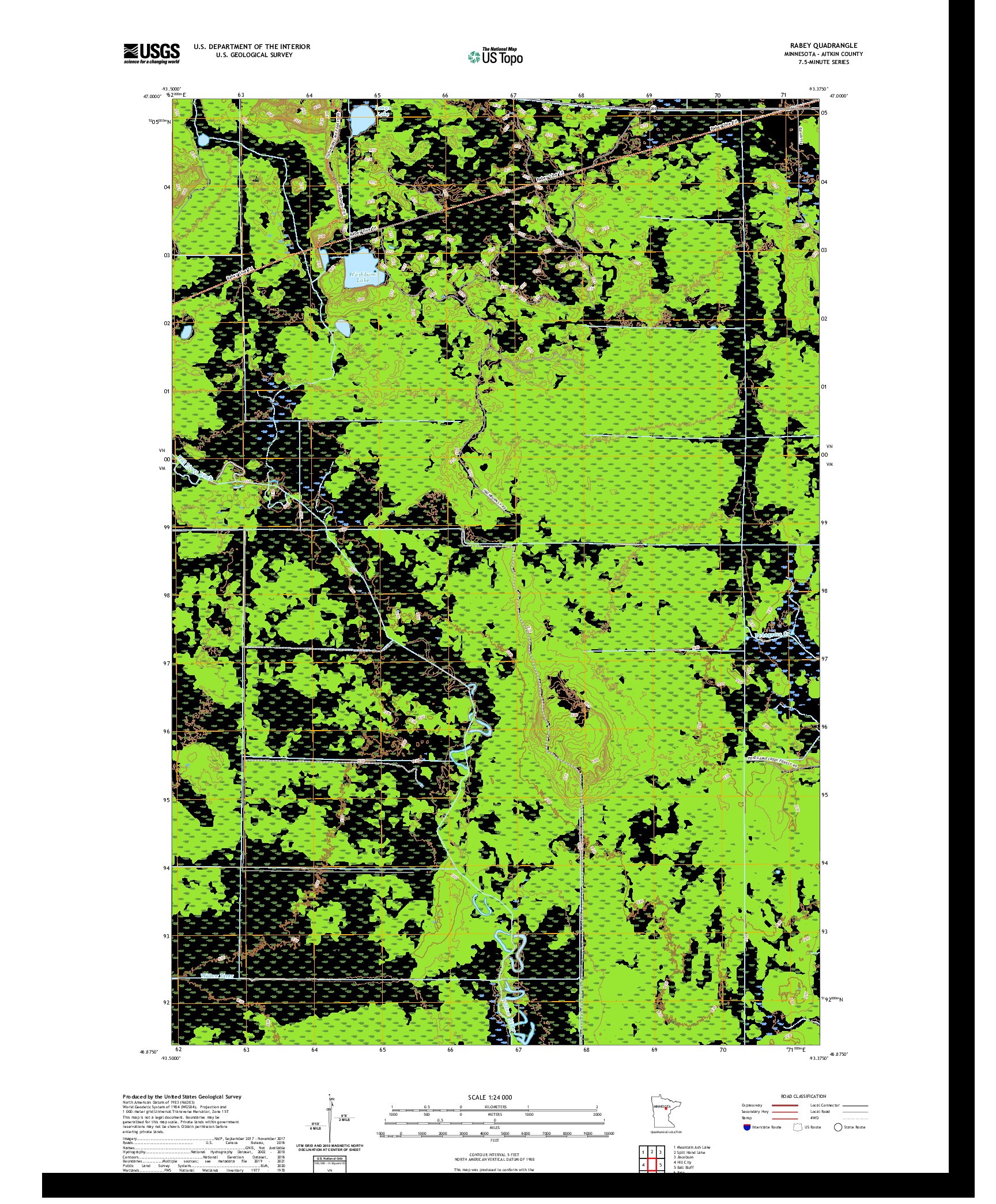 US TOPO 7.5-MINUTE MAP FOR RABEY, MN