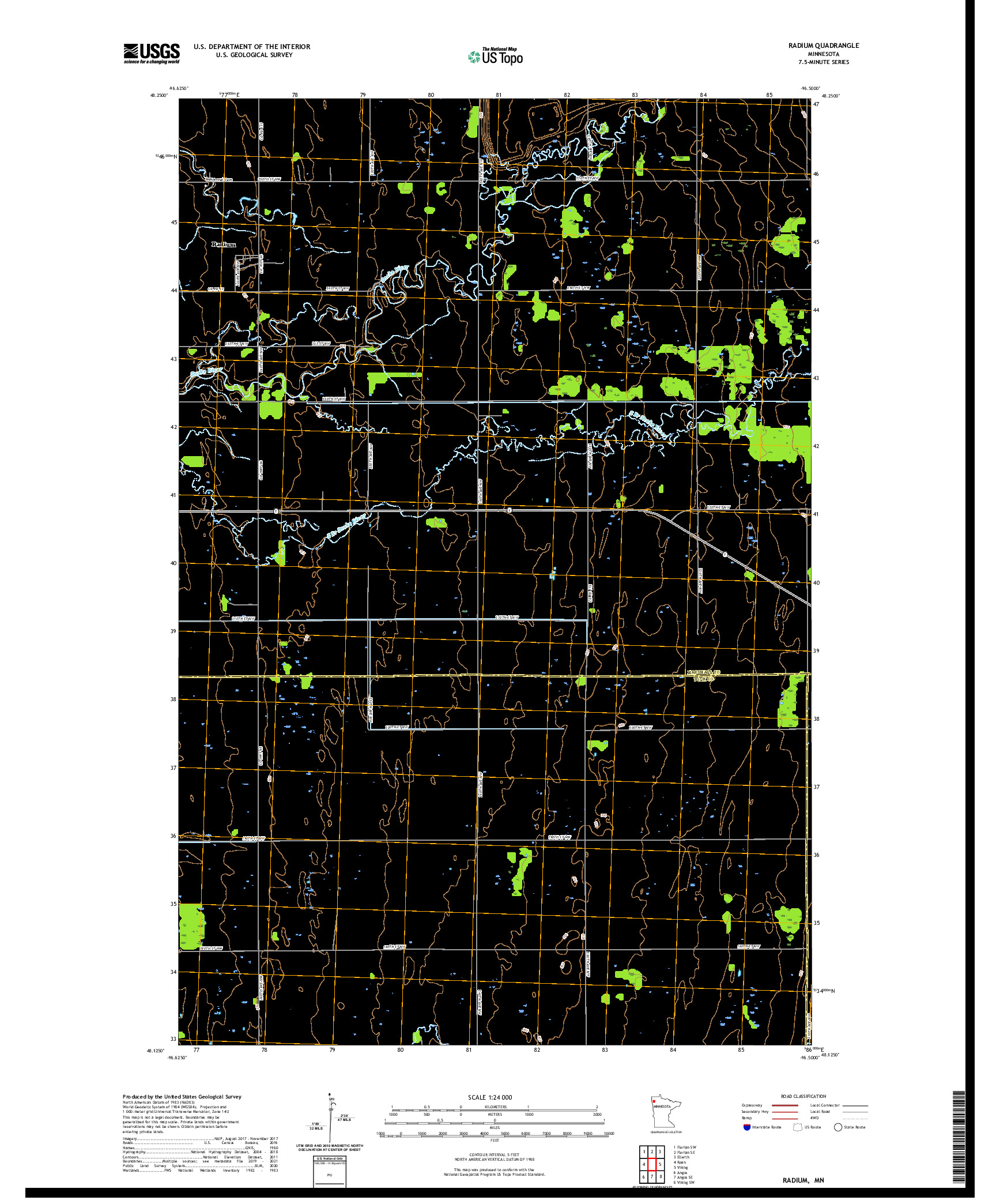 US TOPO 7.5-MINUTE MAP FOR RADIUM, MN