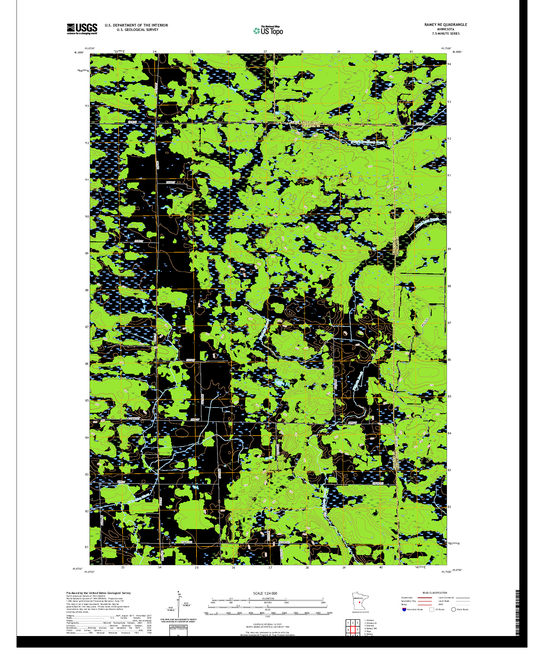 US TOPO 7.5-MINUTE MAP FOR RAMEY NE, MN