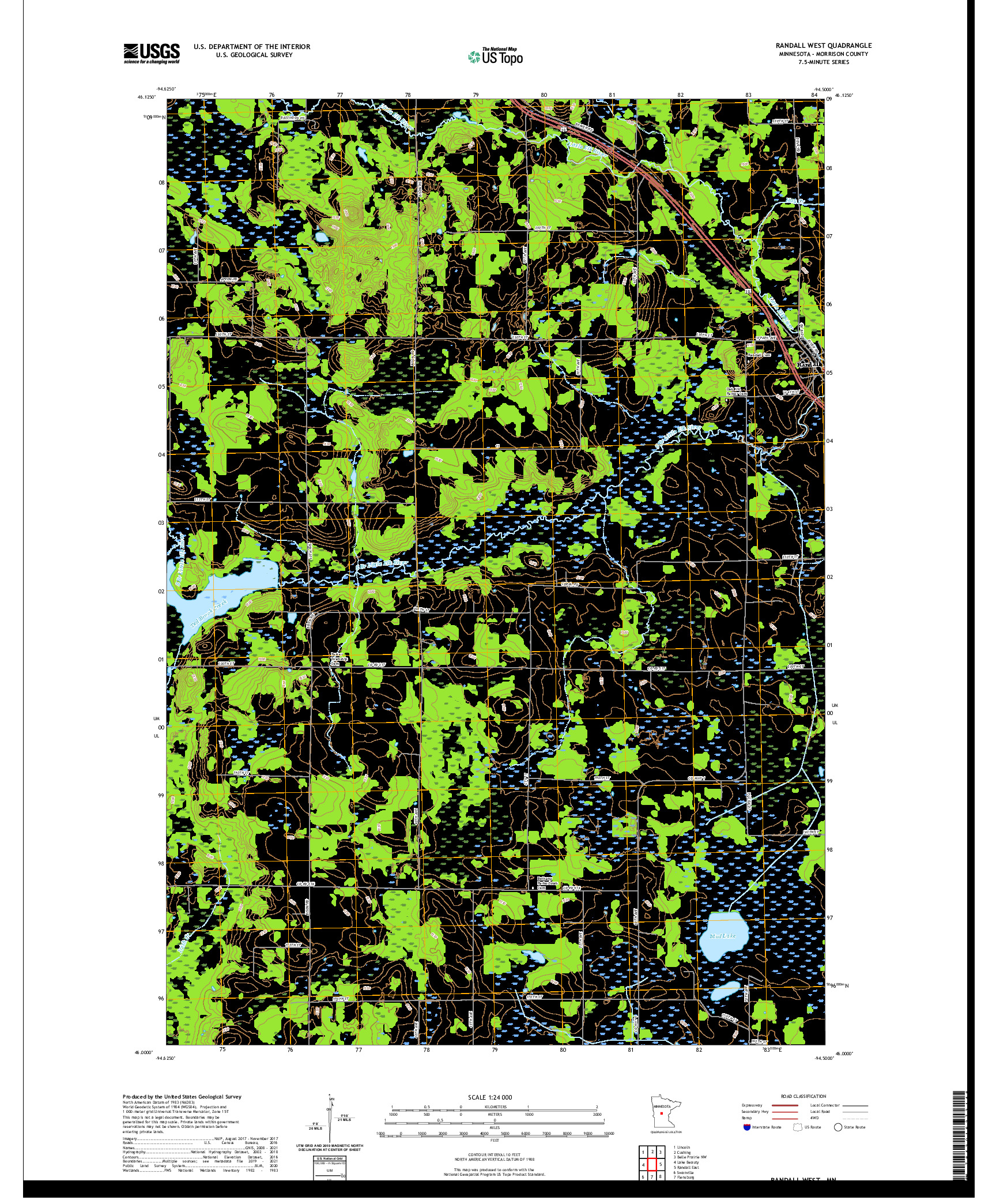 US TOPO 7.5-MINUTE MAP FOR RANDALL WEST, MN