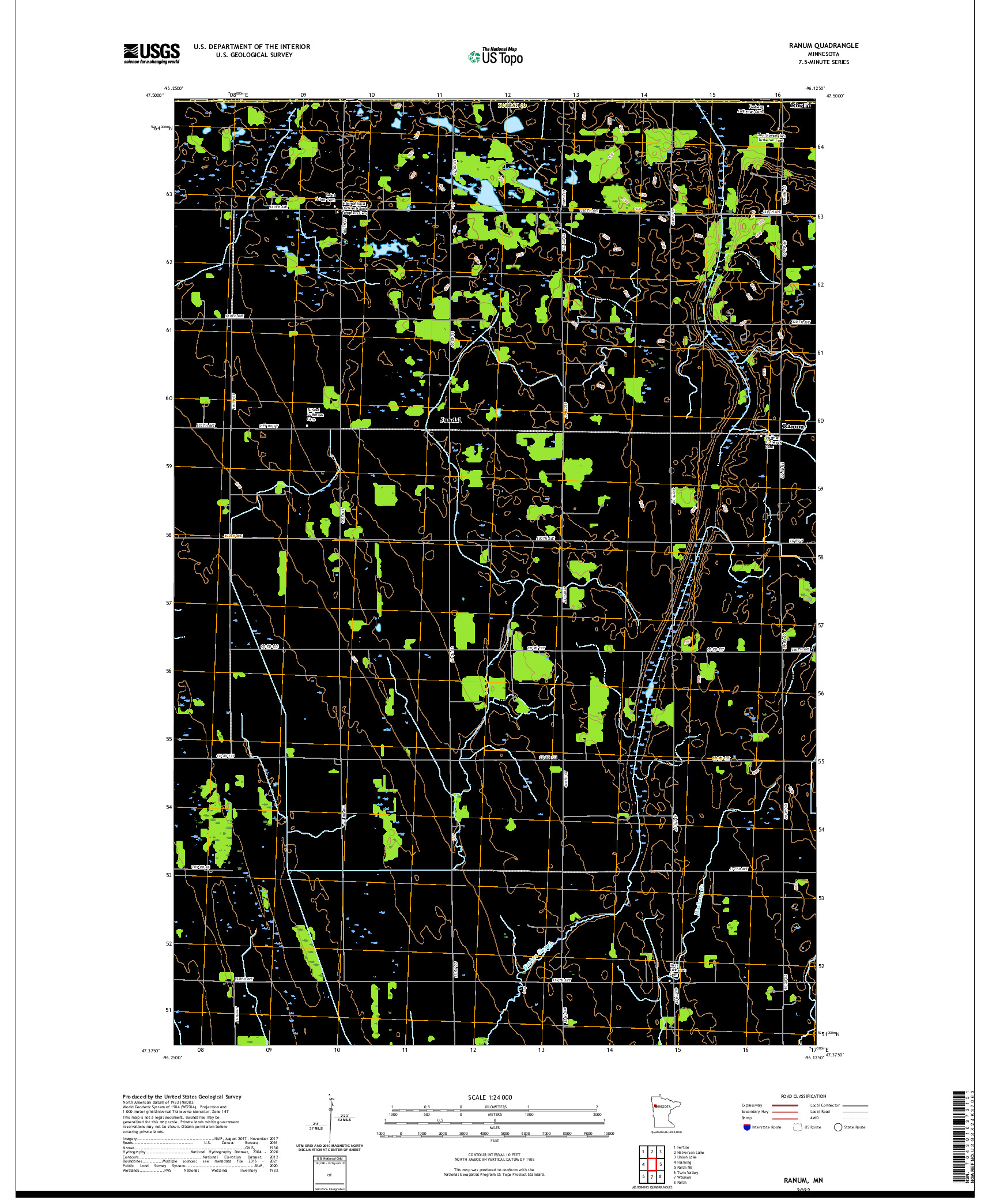 US TOPO 7.5-MINUTE MAP FOR RANUM, MN