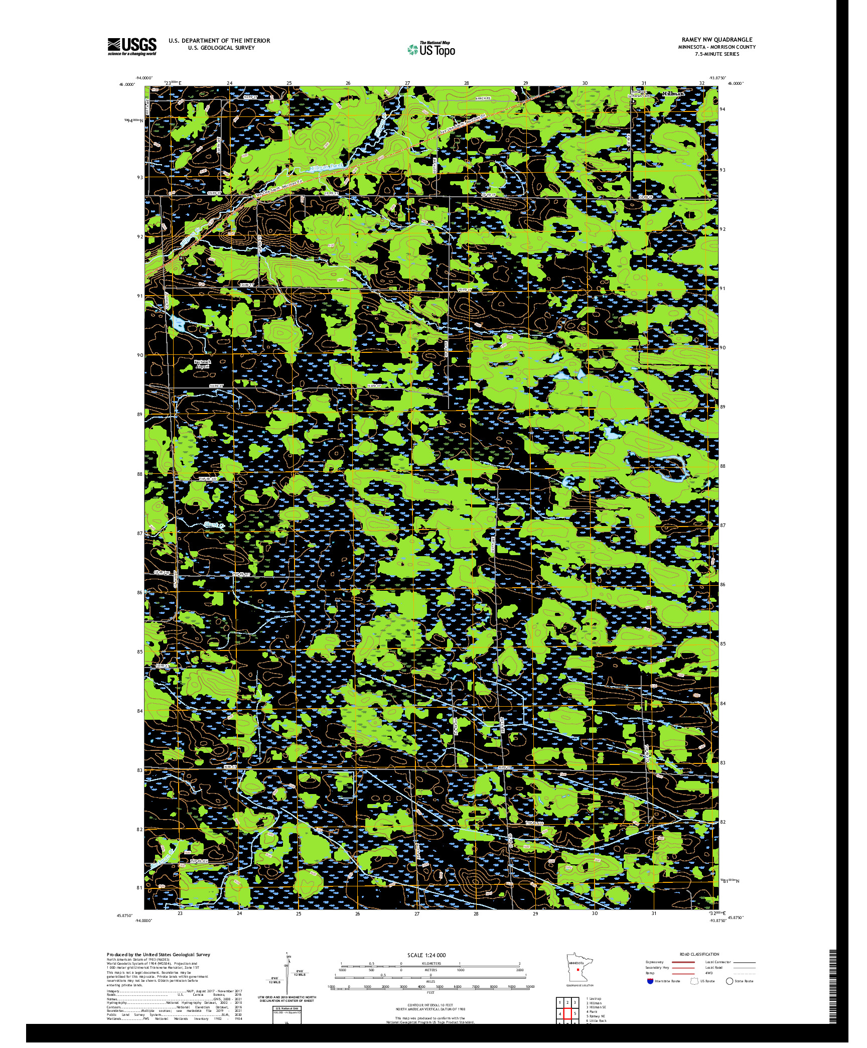 US TOPO 7.5-MINUTE MAP FOR RAMEY NW, MN