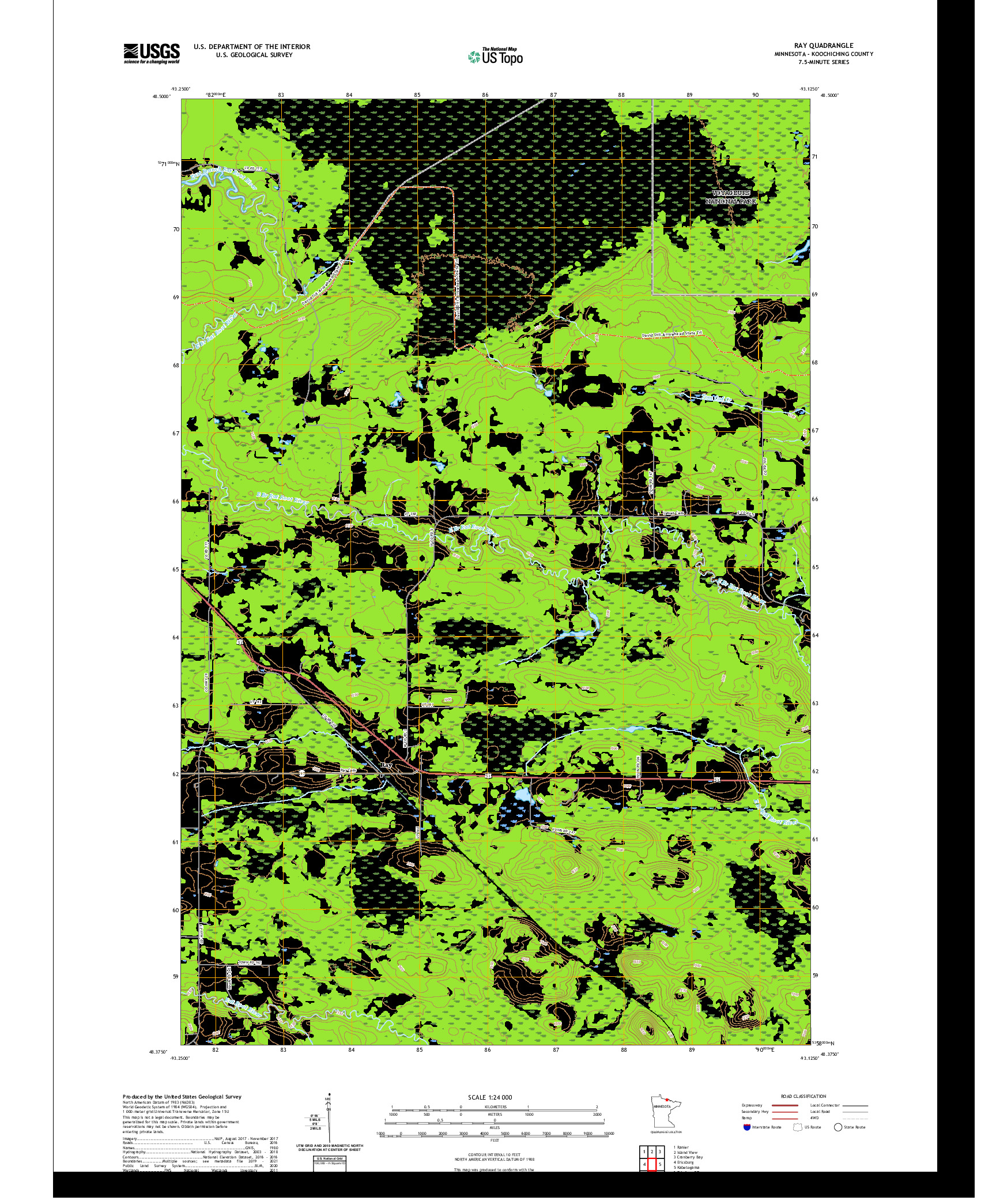 US TOPO 7.5-MINUTE MAP FOR RAY, MN