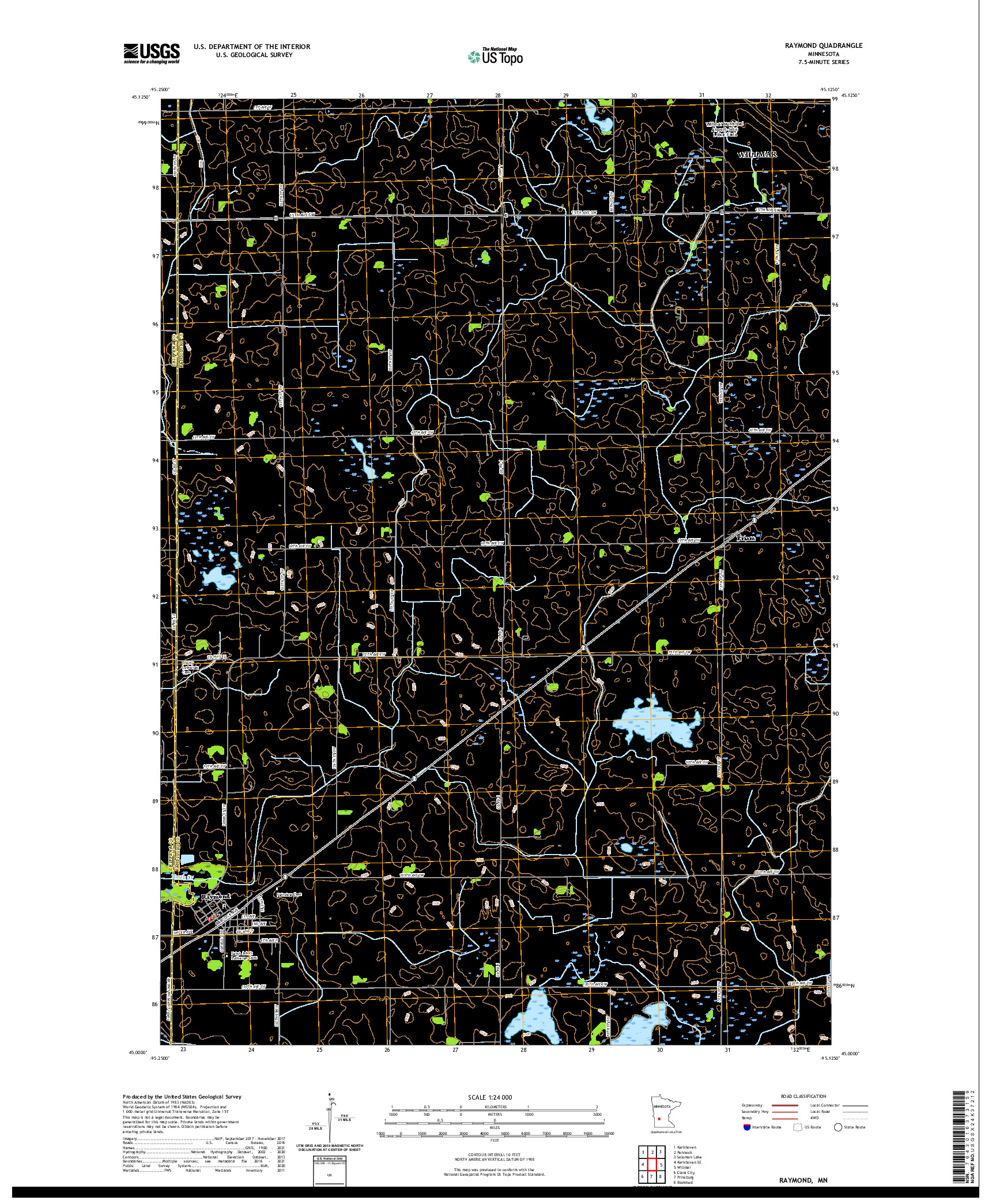 US TOPO 7.5-MINUTE MAP FOR RAYMOND, MN