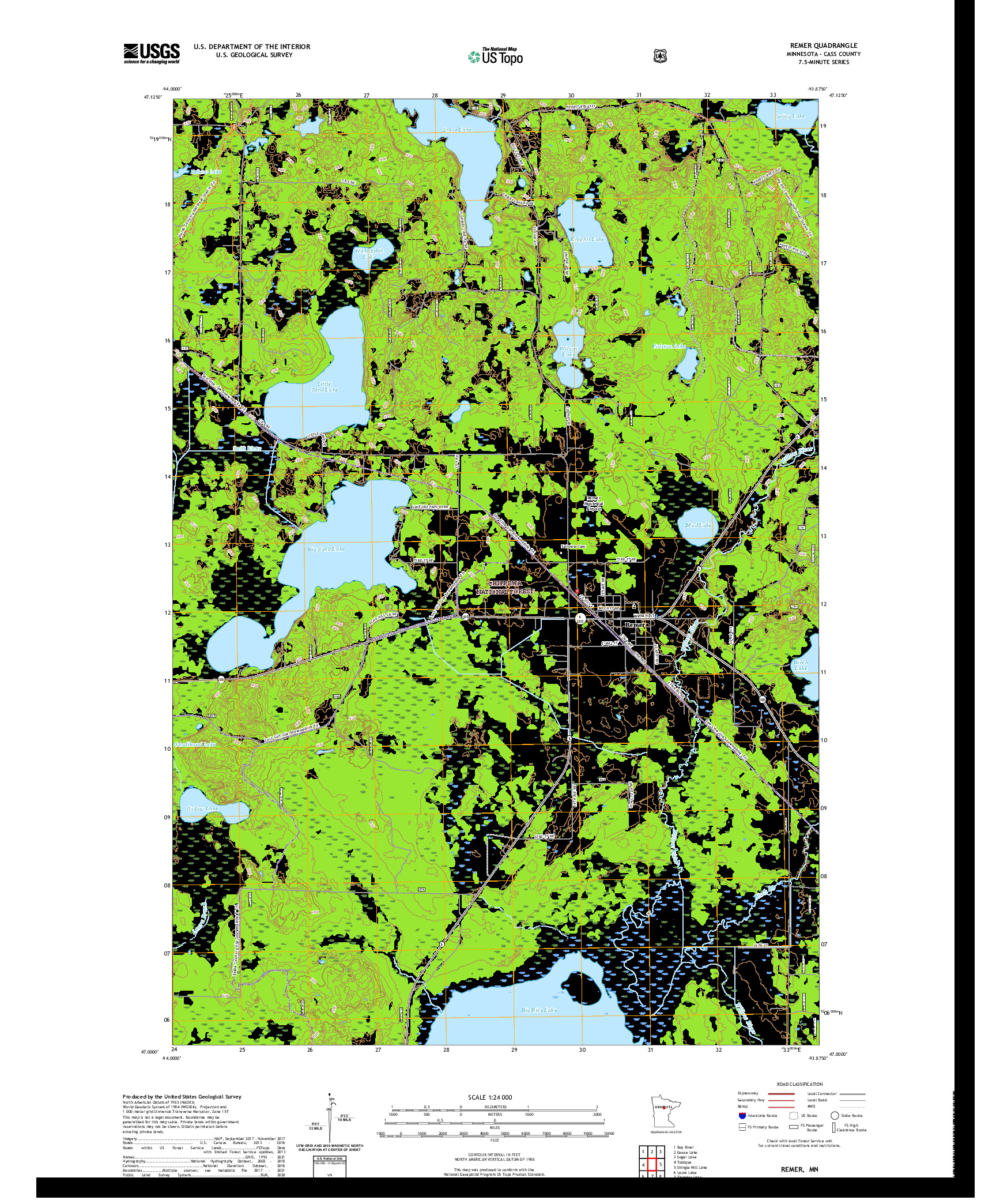 US TOPO 7.5-MINUTE MAP FOR REMER, MN