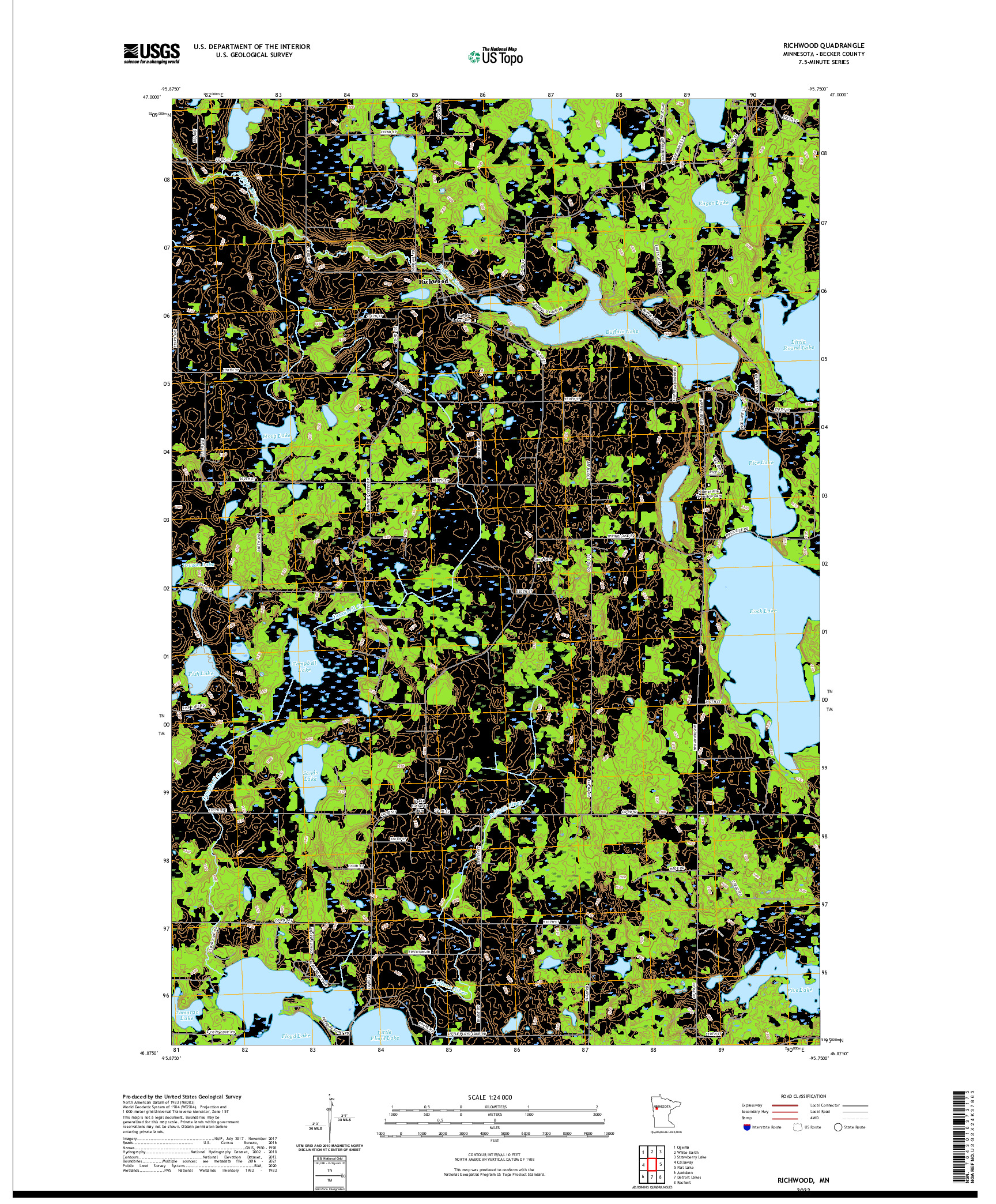 US TOPO 7.5-MINUTE MAP FOR RICHWOOD, MN