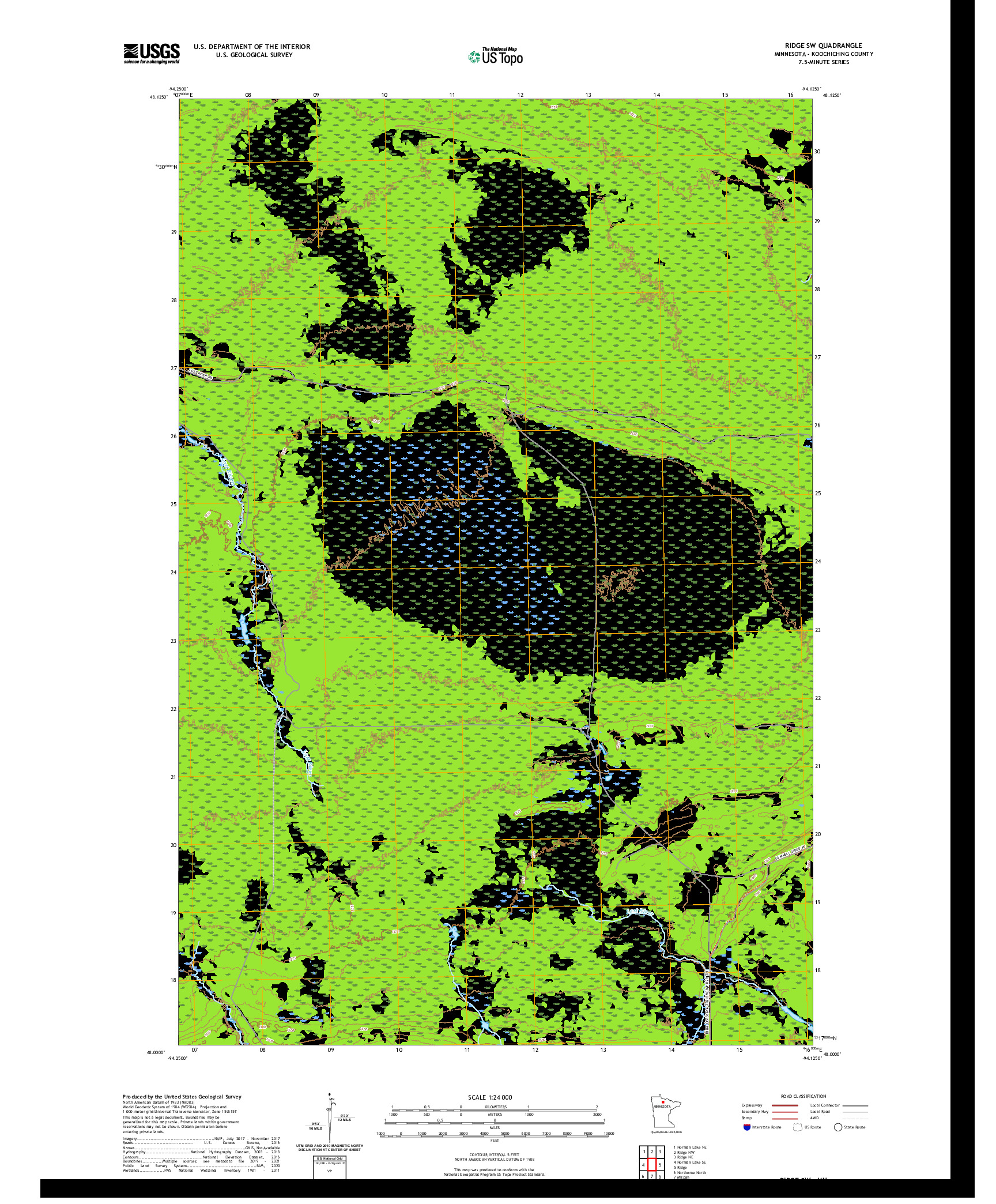 US TOPO 7.5-MINUTE MAP FOR RIDGE SW, MN