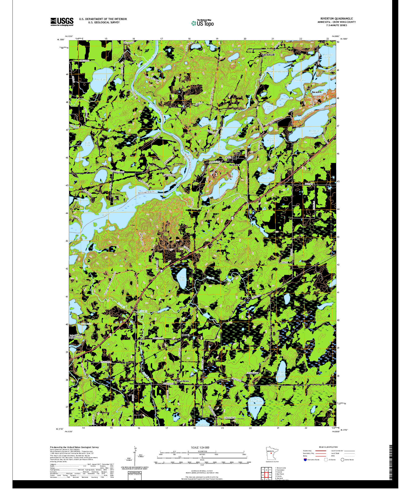 US TOPO 7.5-MINUTE MAP FOR RIVERTON, MN