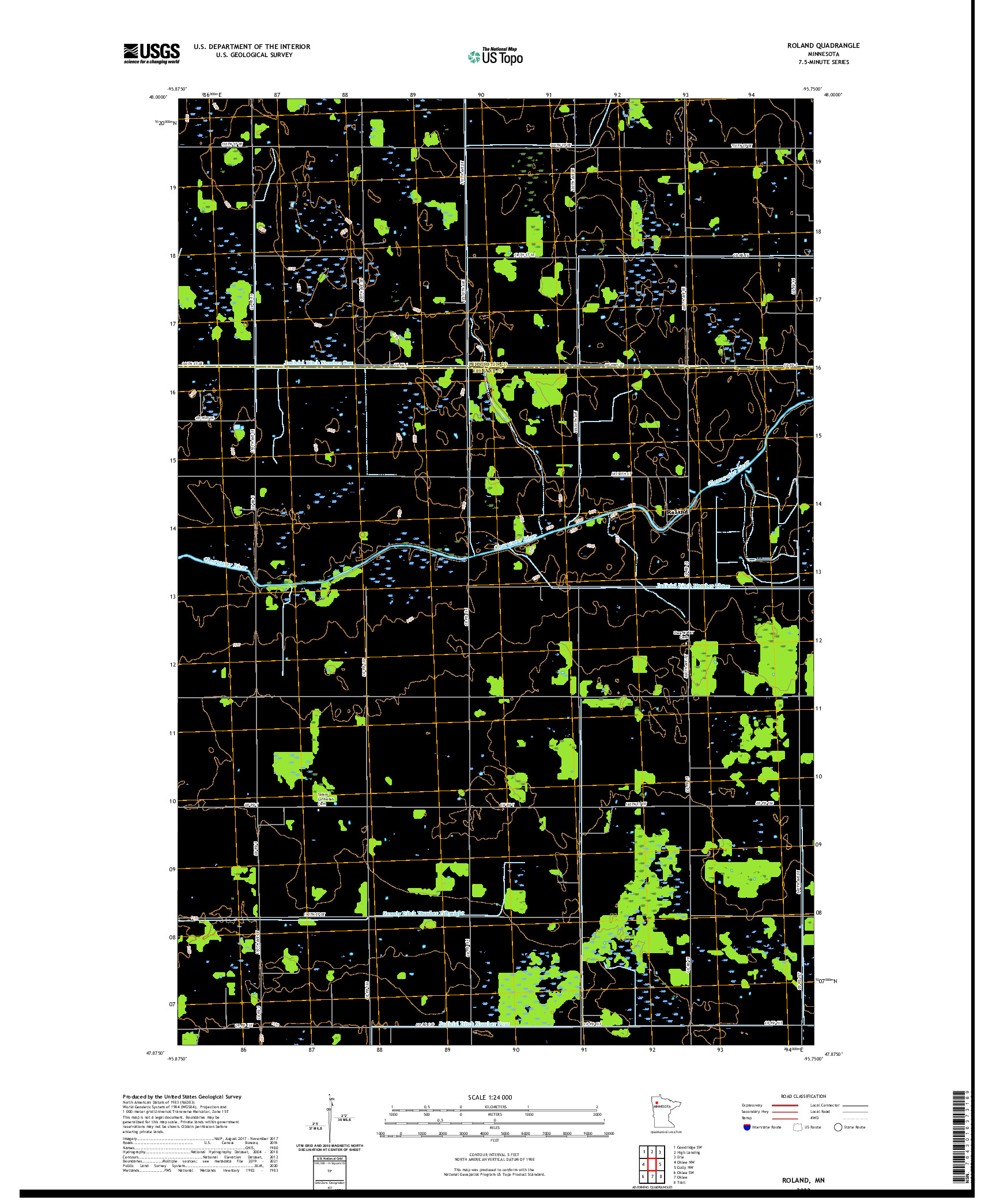 US TOPO 7.5-MINUTE MAP FOR ROLAND, MN