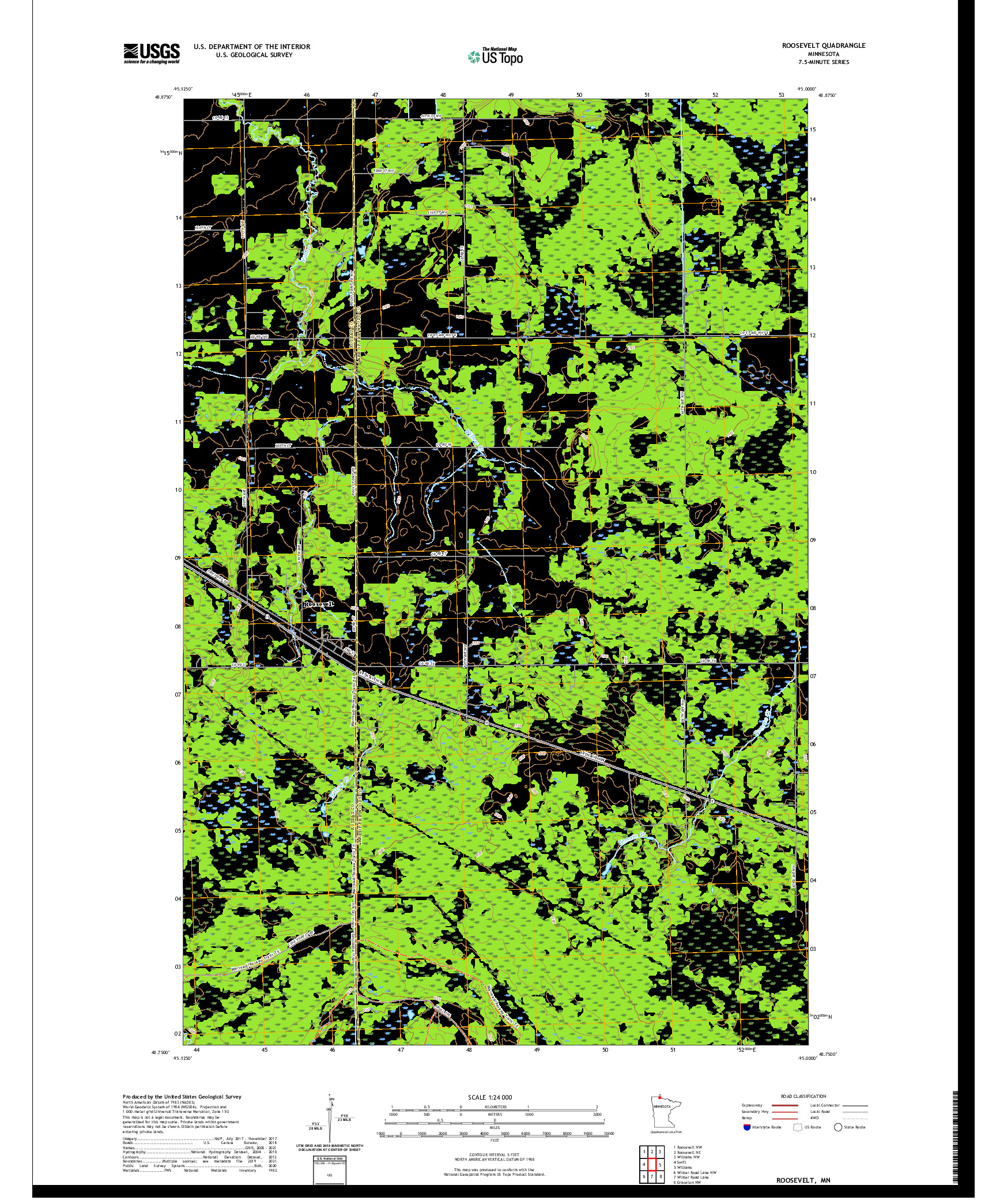 US TOPO 7.5-MINUTE MAP FOR ROOSEVELT, MN