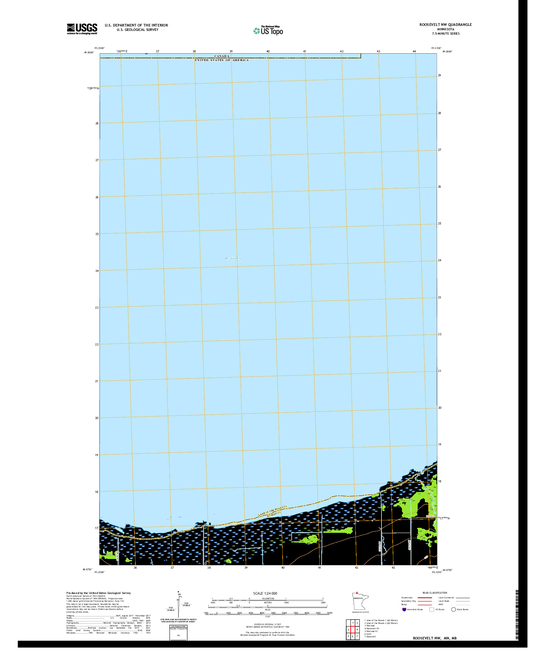 US TOPO 7.5-MINUTE MAP FOR ROOSEVELT NW, MN,MB