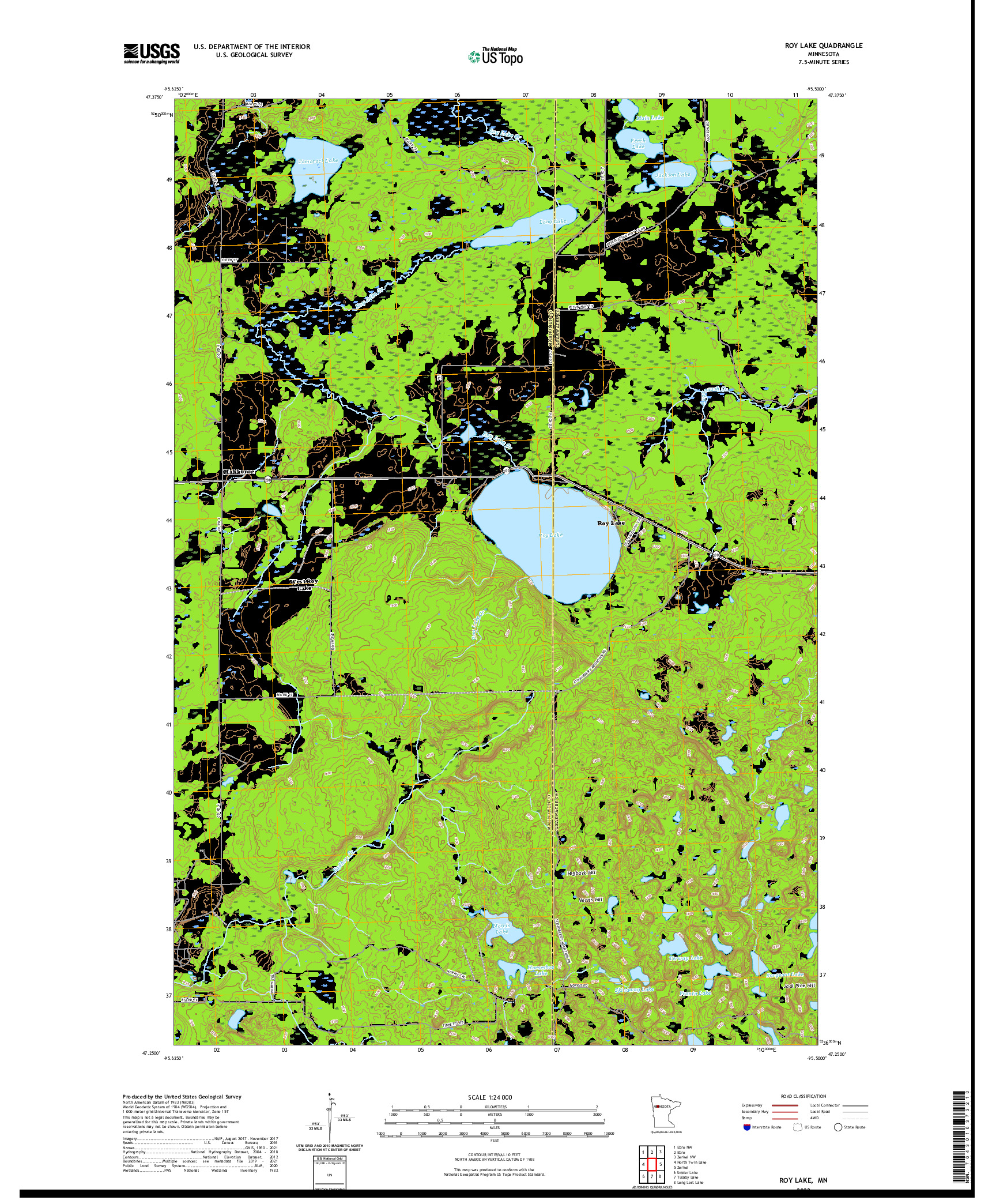 US TOPO 7.5-MINUTE MAP FOR ROY LAKE, MN