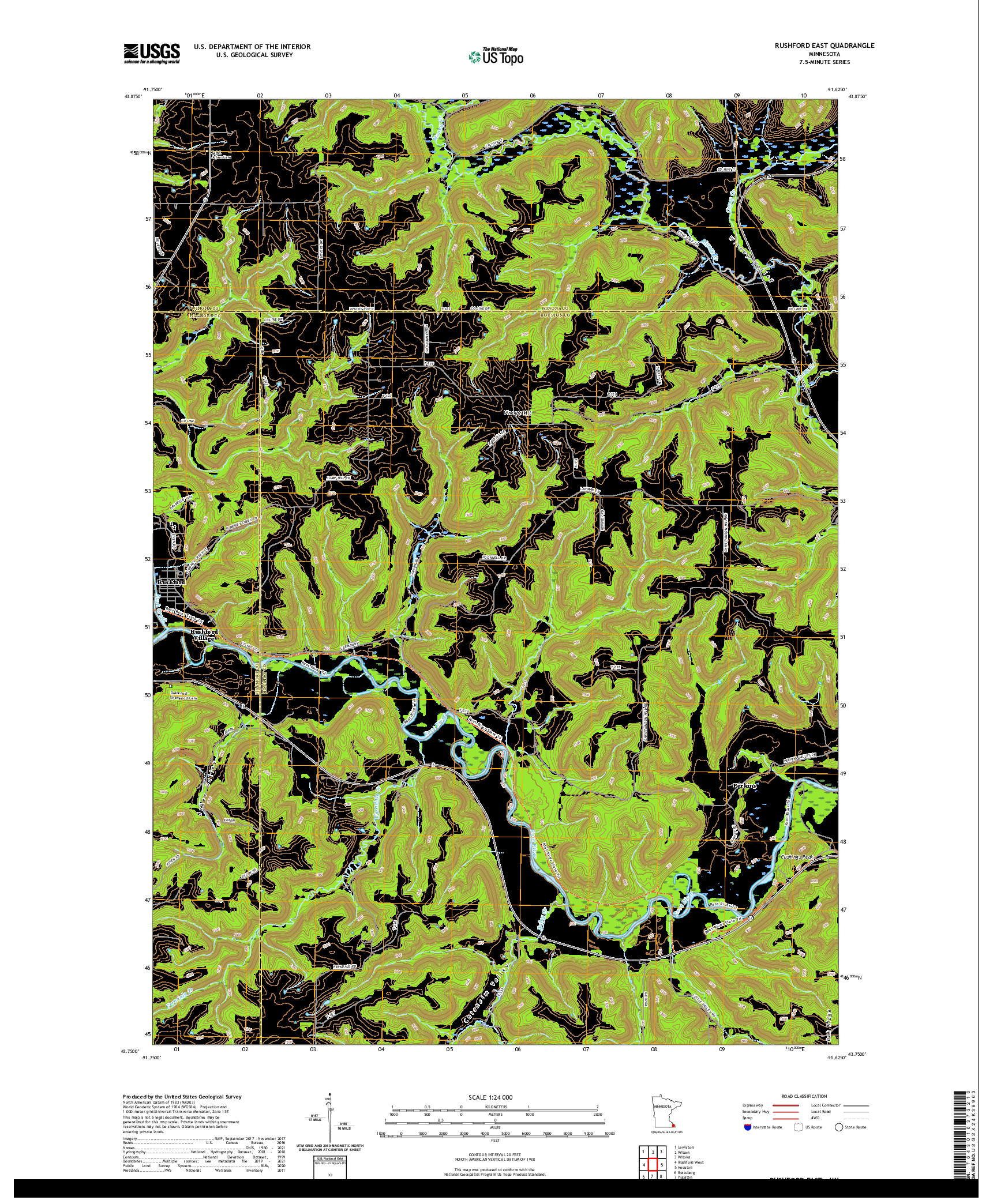 US TOPO 7.5-MINUTE MAP FOR RUSHFORD EAST, MN