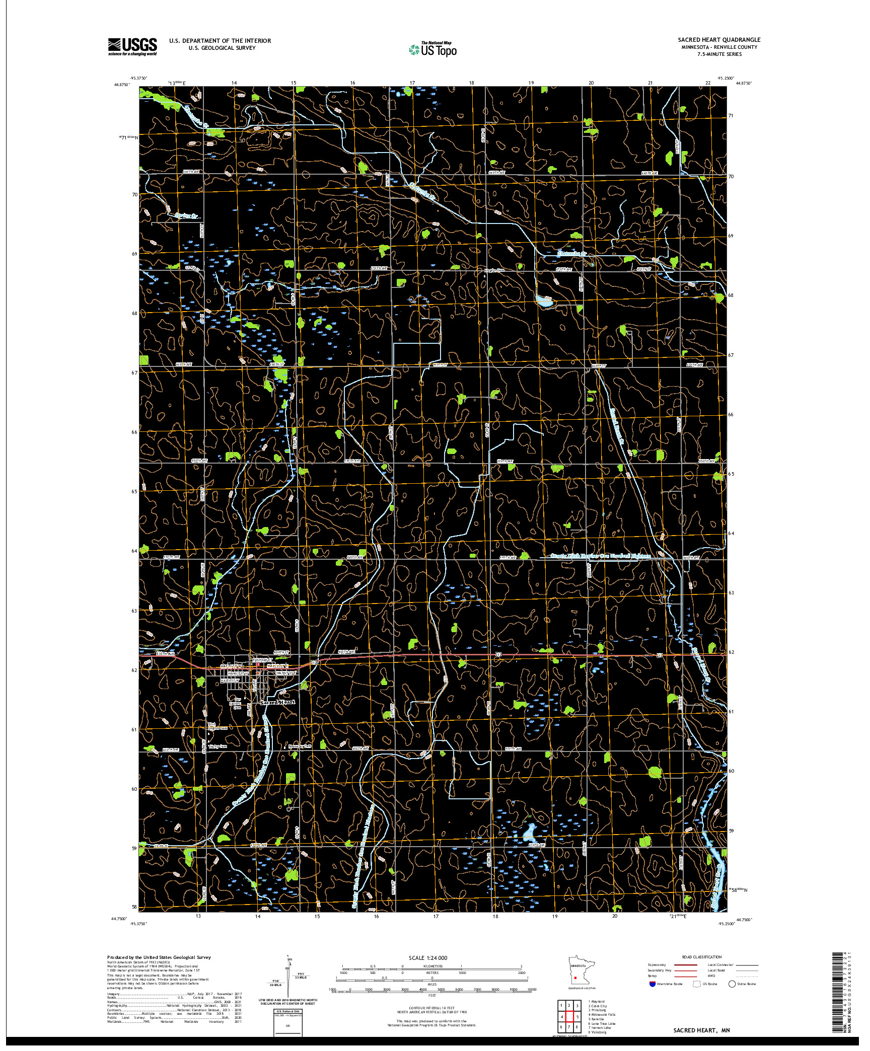 US TOPO 7.5-MINUTE MAP FOR SACRED HEART, MN