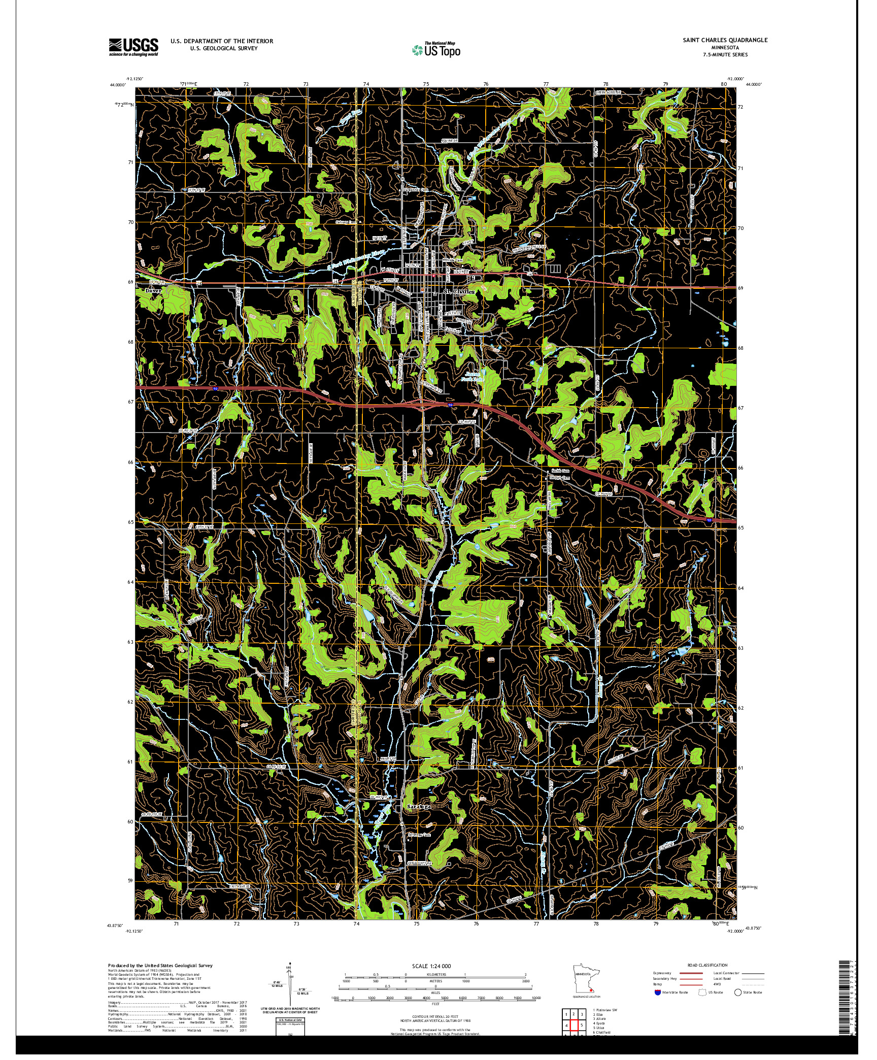 US TOPO 7.5-MINUTE MAP FOR SAINT CHARLES, MN