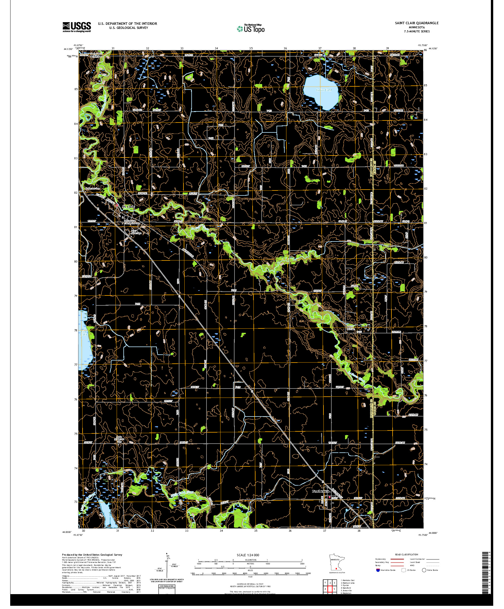 US TOPO 7.5-MINUTE MAP FOR SAINT CLAIR, MN