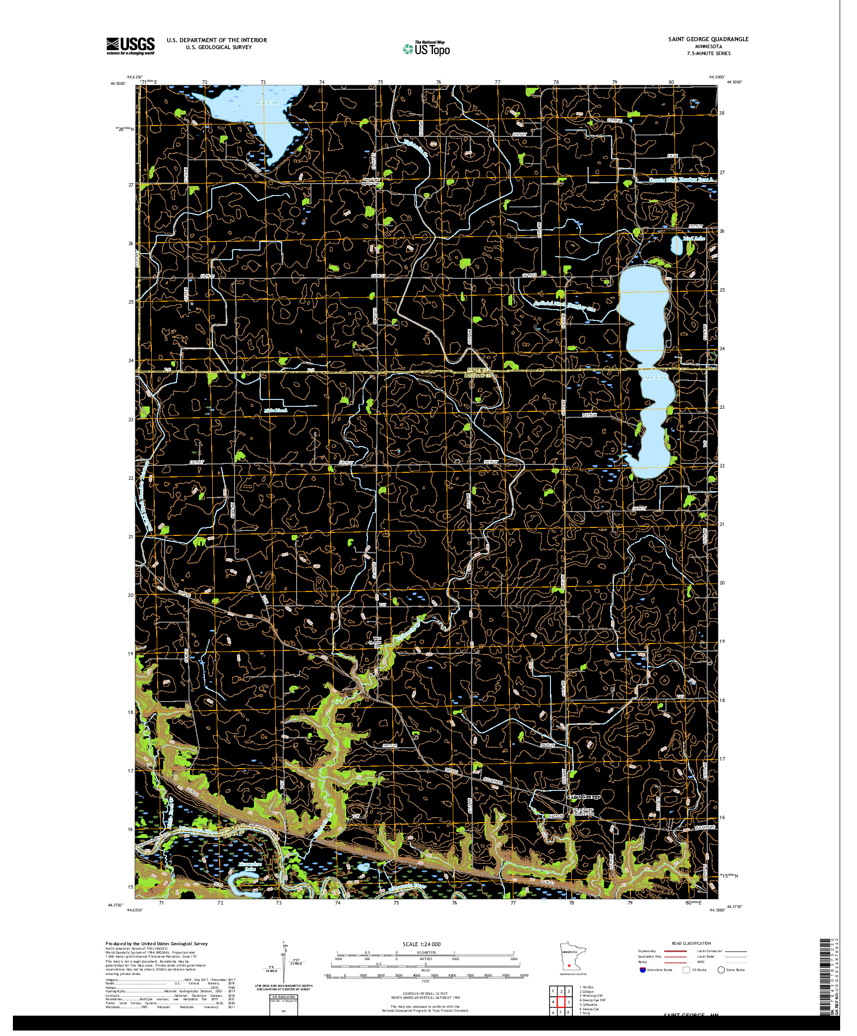 US TOPO 7.5-MINUTE MAP FOR SAINT GEORGE, MN